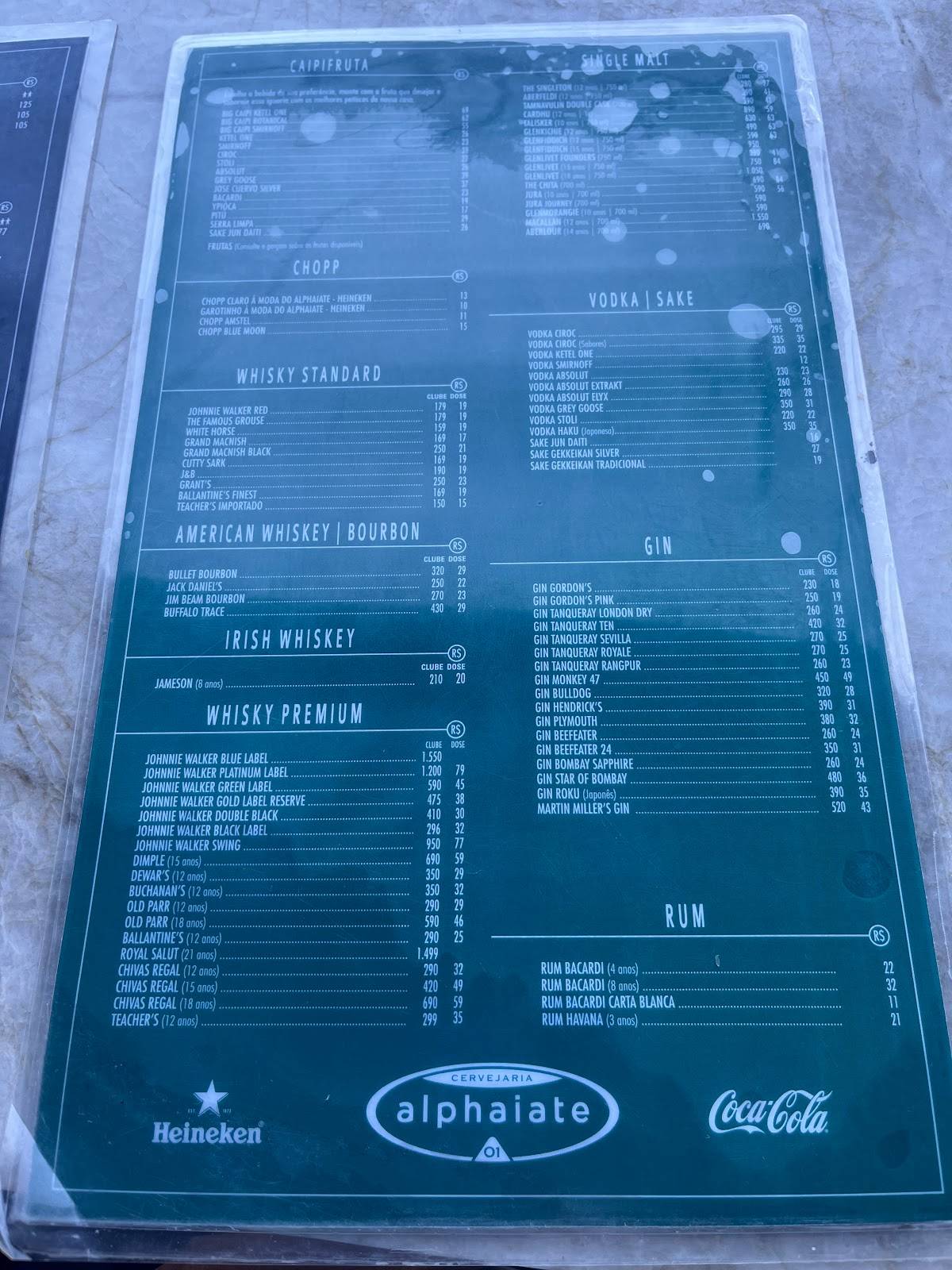 Cervejaria Alphaiate cardápio