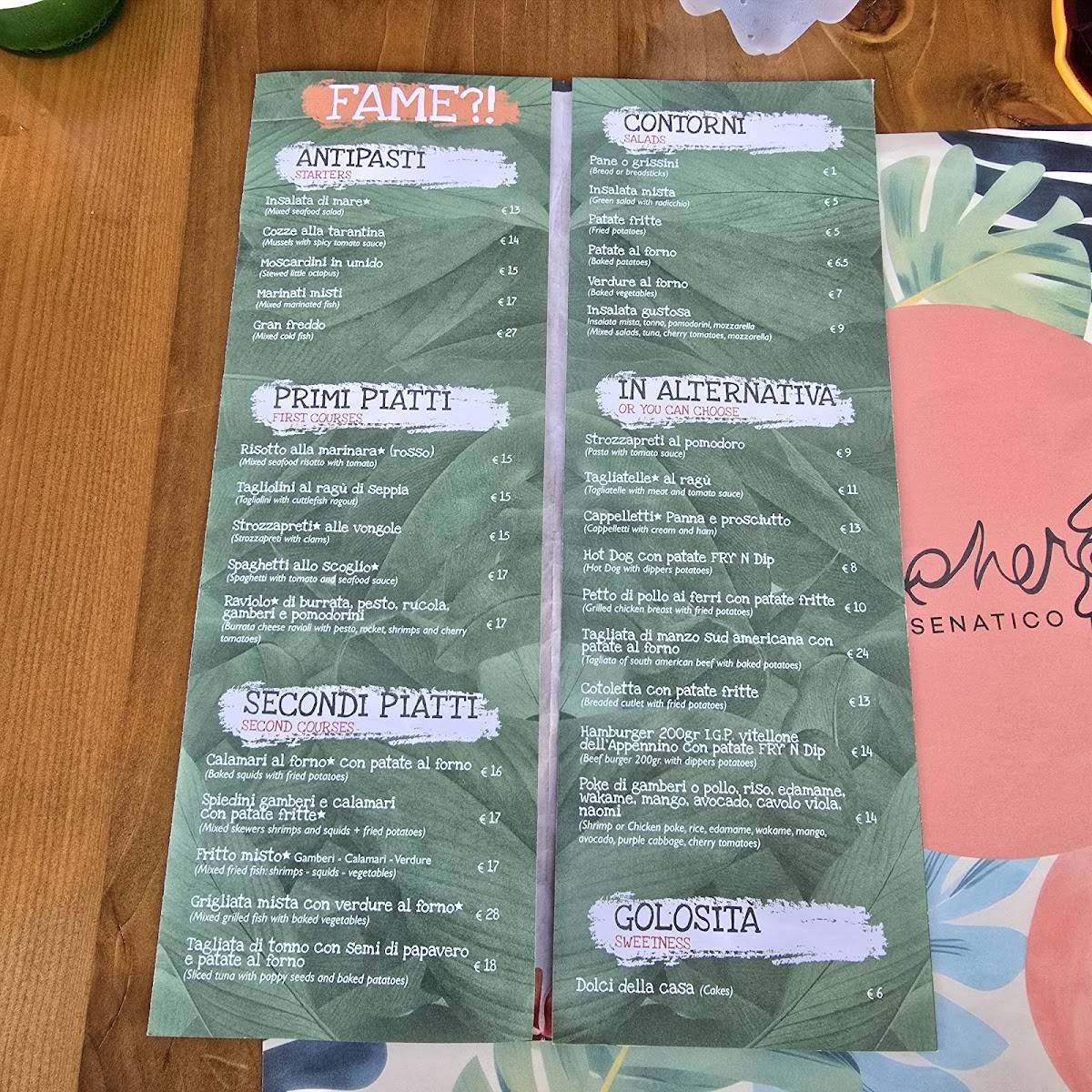 Menu di Ristorante Pizzeria Capo Nero 