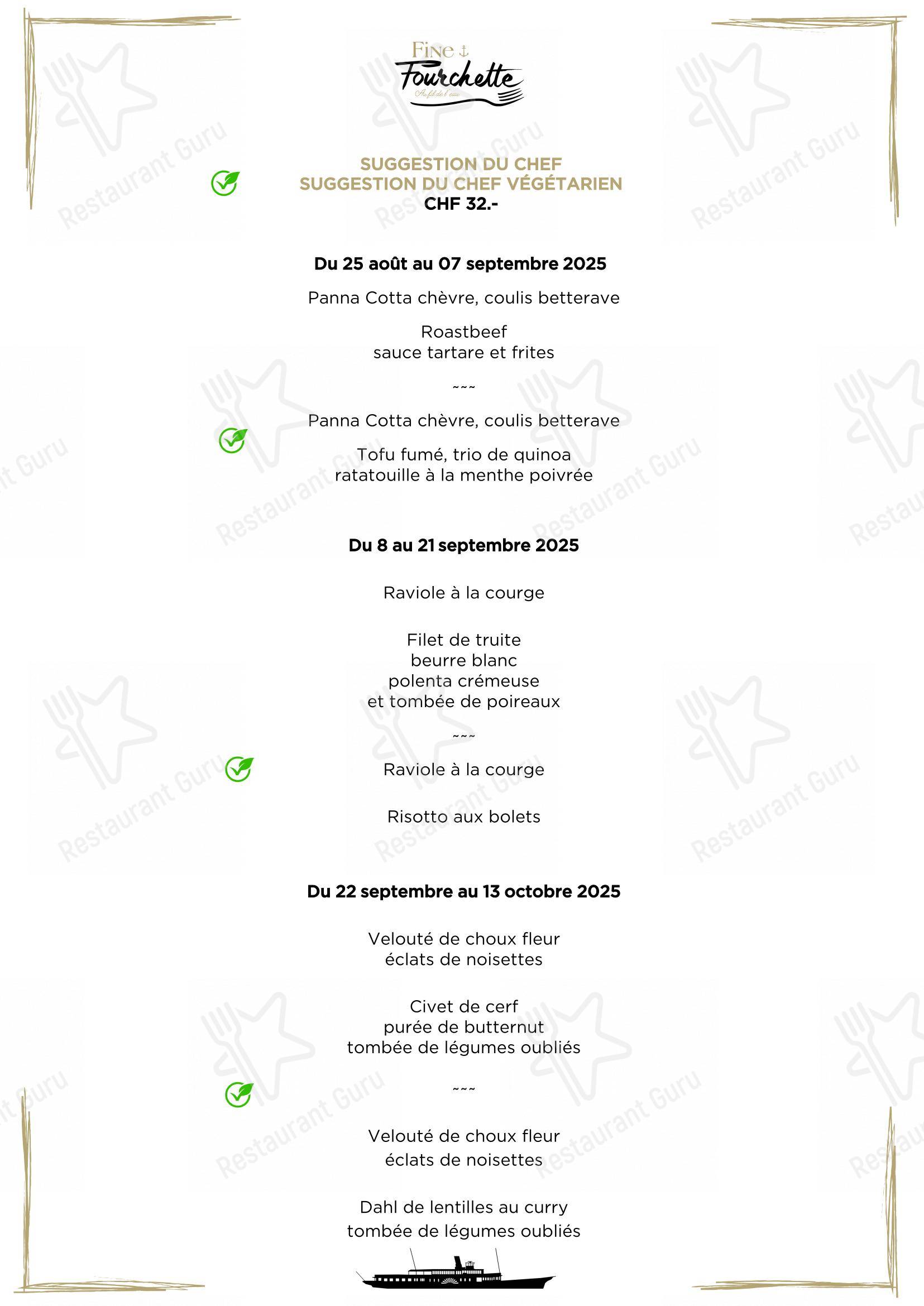 Cgn dans Lausanne - Menu