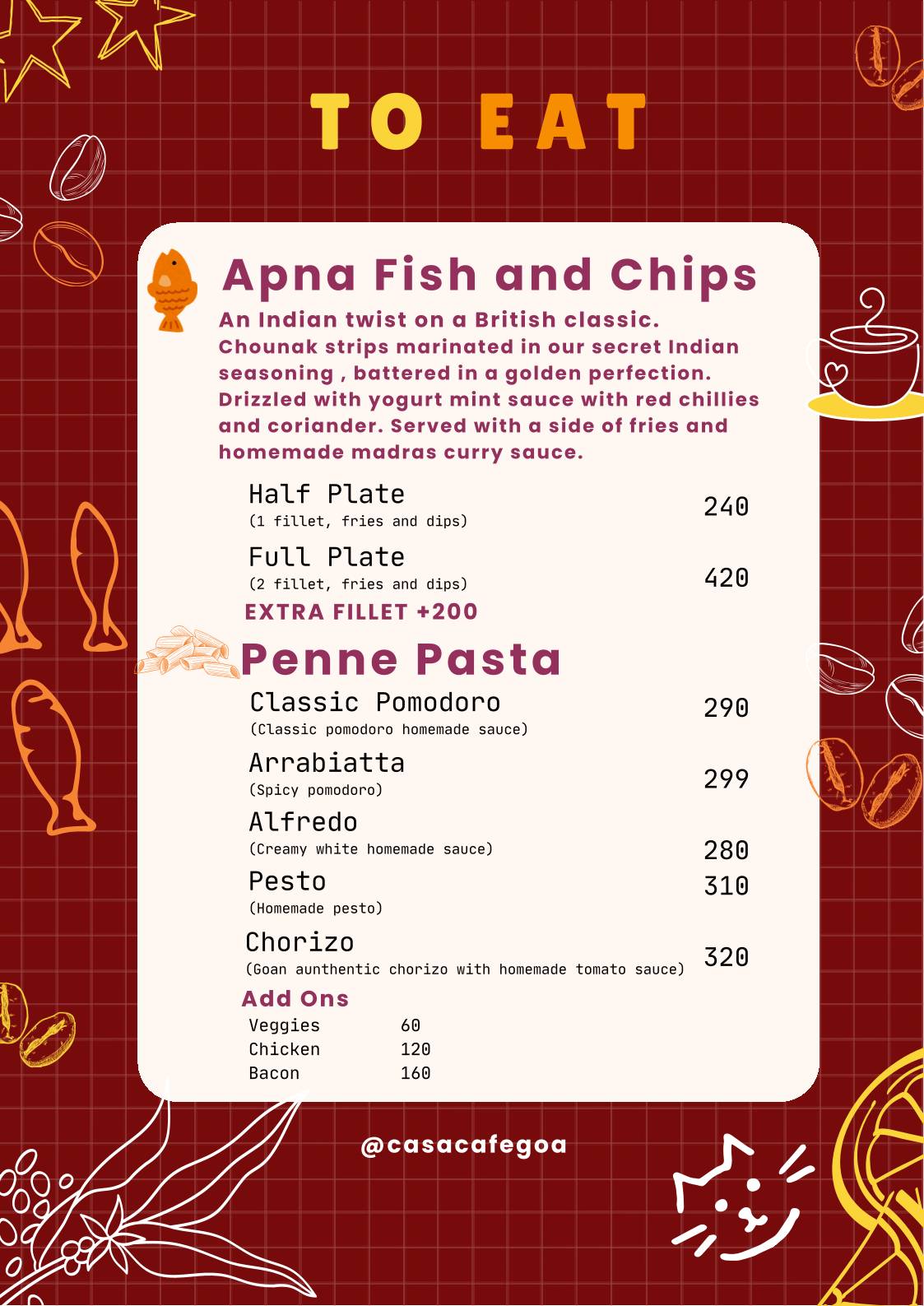 Casa Café menu