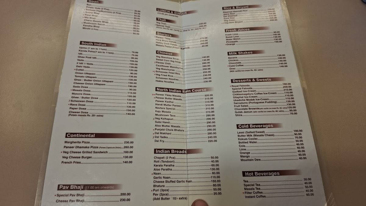 Navtara Veg Restaurant menu