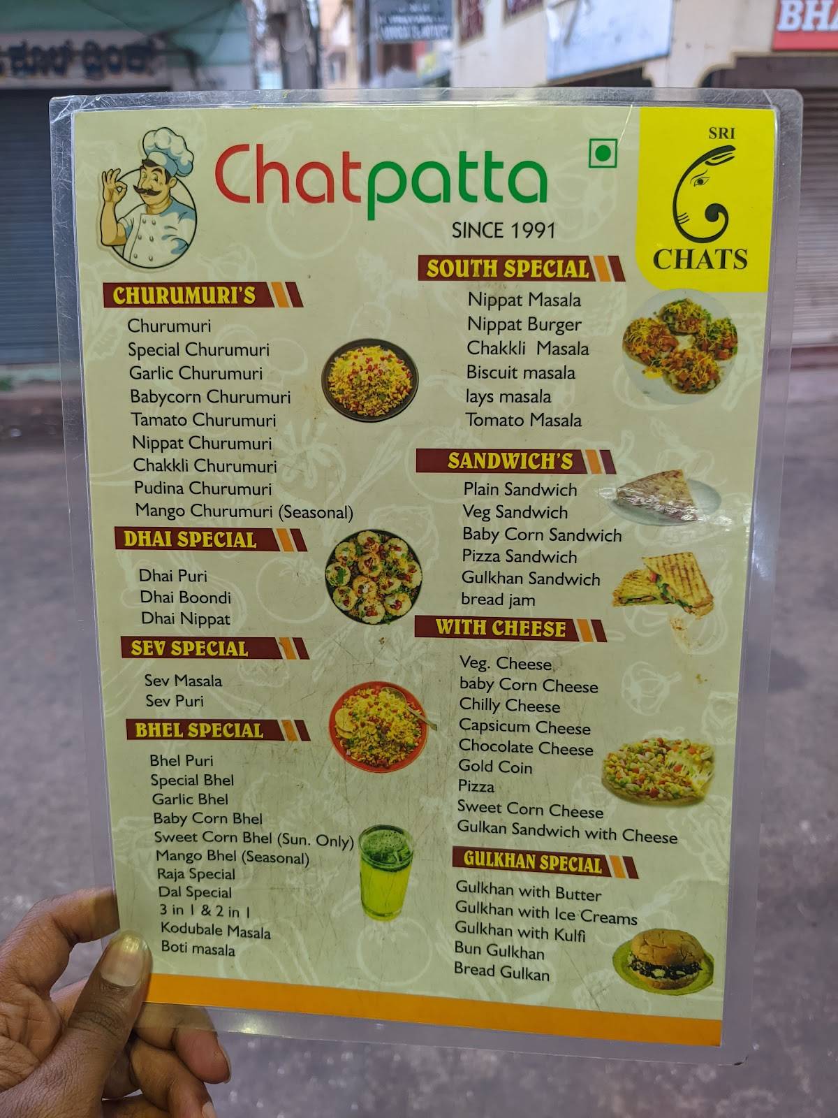 Chatpatta menu