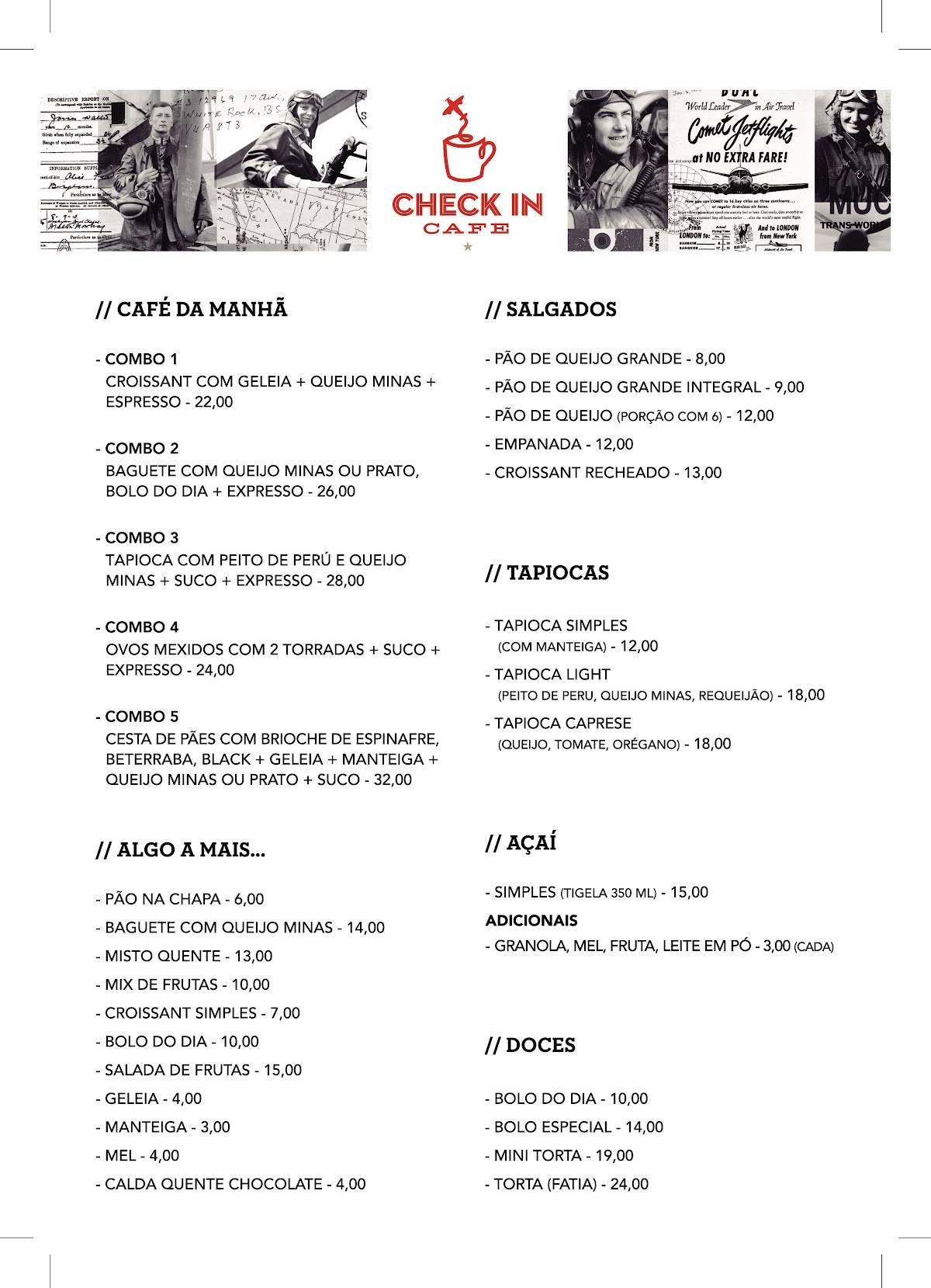 Check In Na Mata cardápio