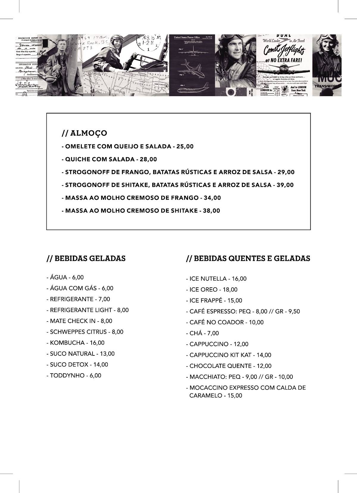 Check In Na Mata cardápio