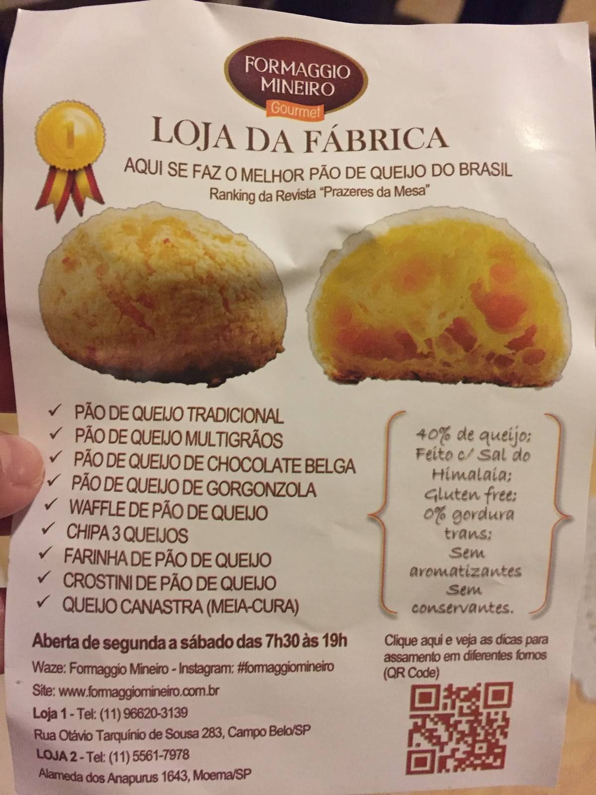 Formaggio Mineiro - Campo Belo - Loja da Fábrica cardápio
