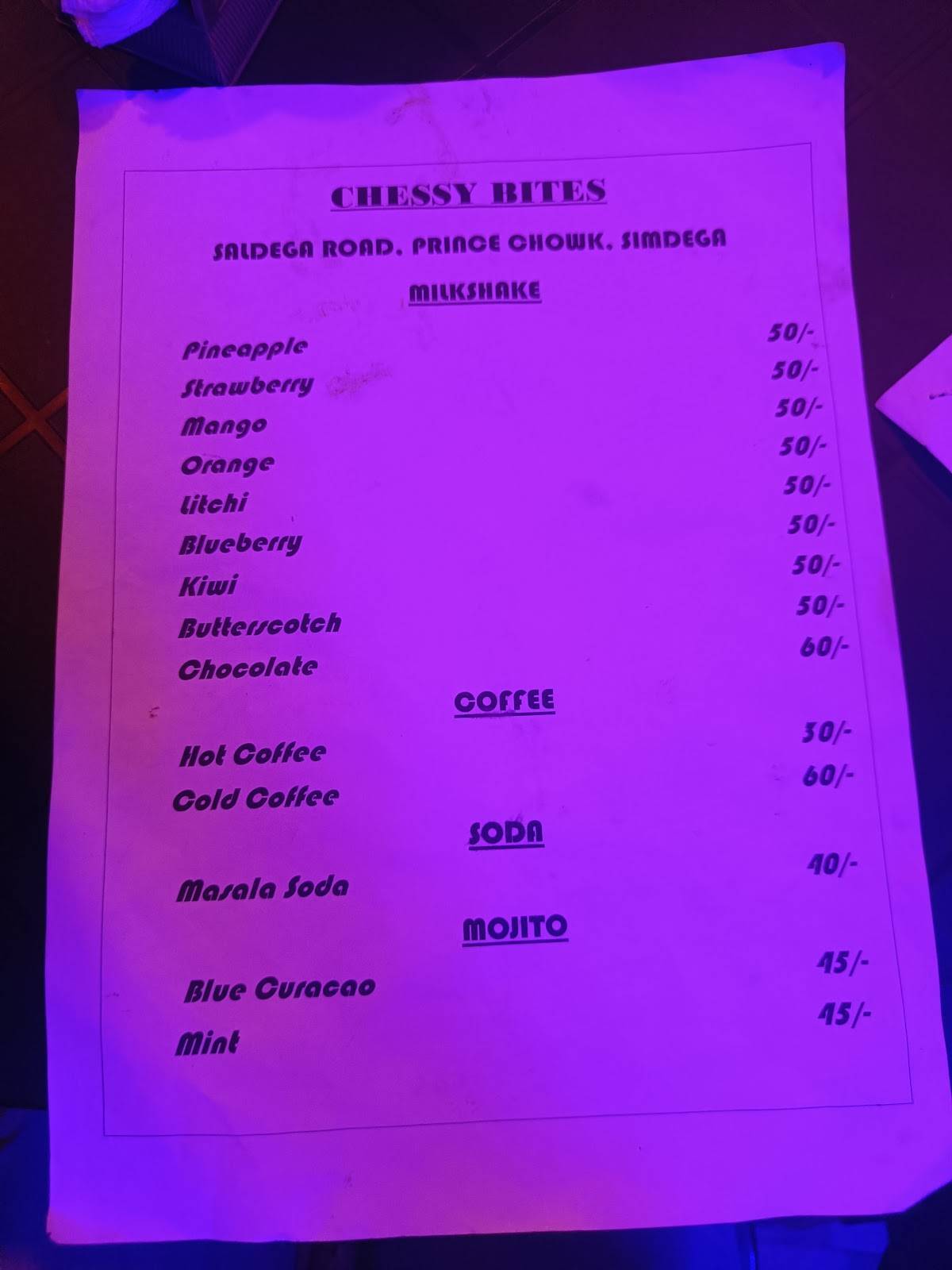 Cheesy bites menu