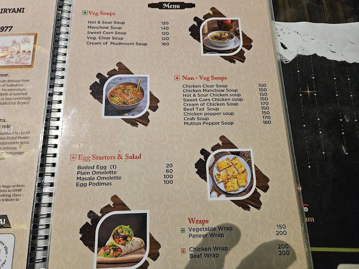 SUKKUBHAI BIRYANI - MULTICUISINE RESTAURANT - Thousand Lights menu