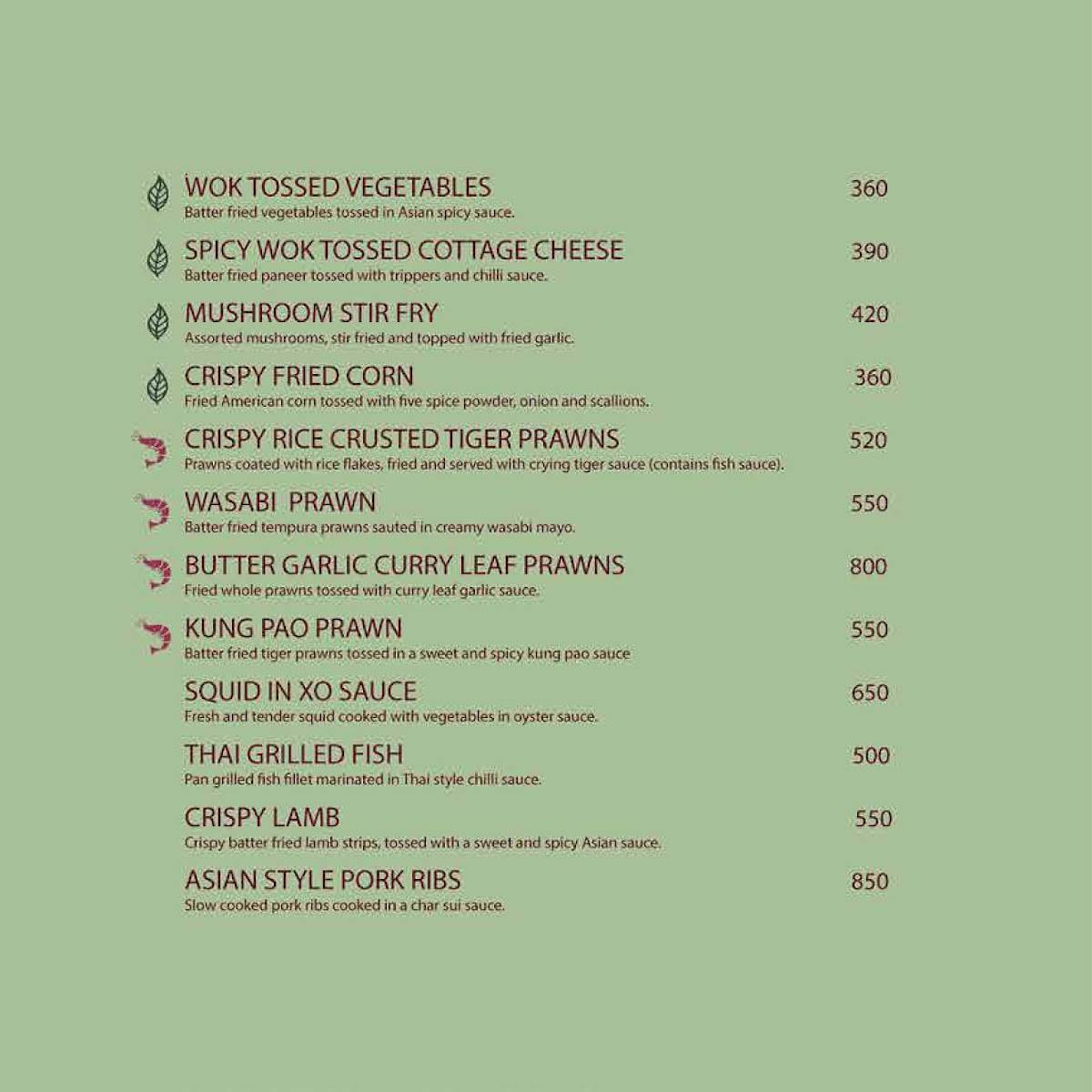 The Beach by Madras Square Restaurant & Bar ECR menu