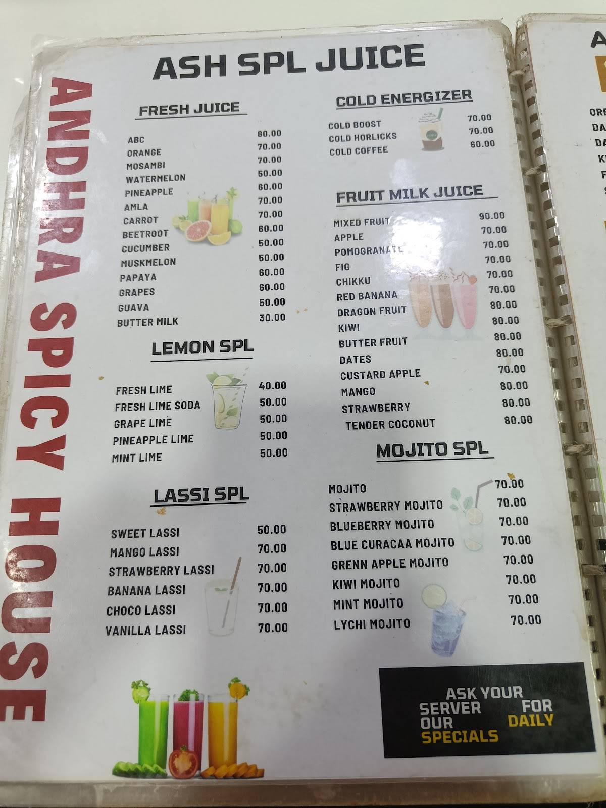 Andhra spicy house menu