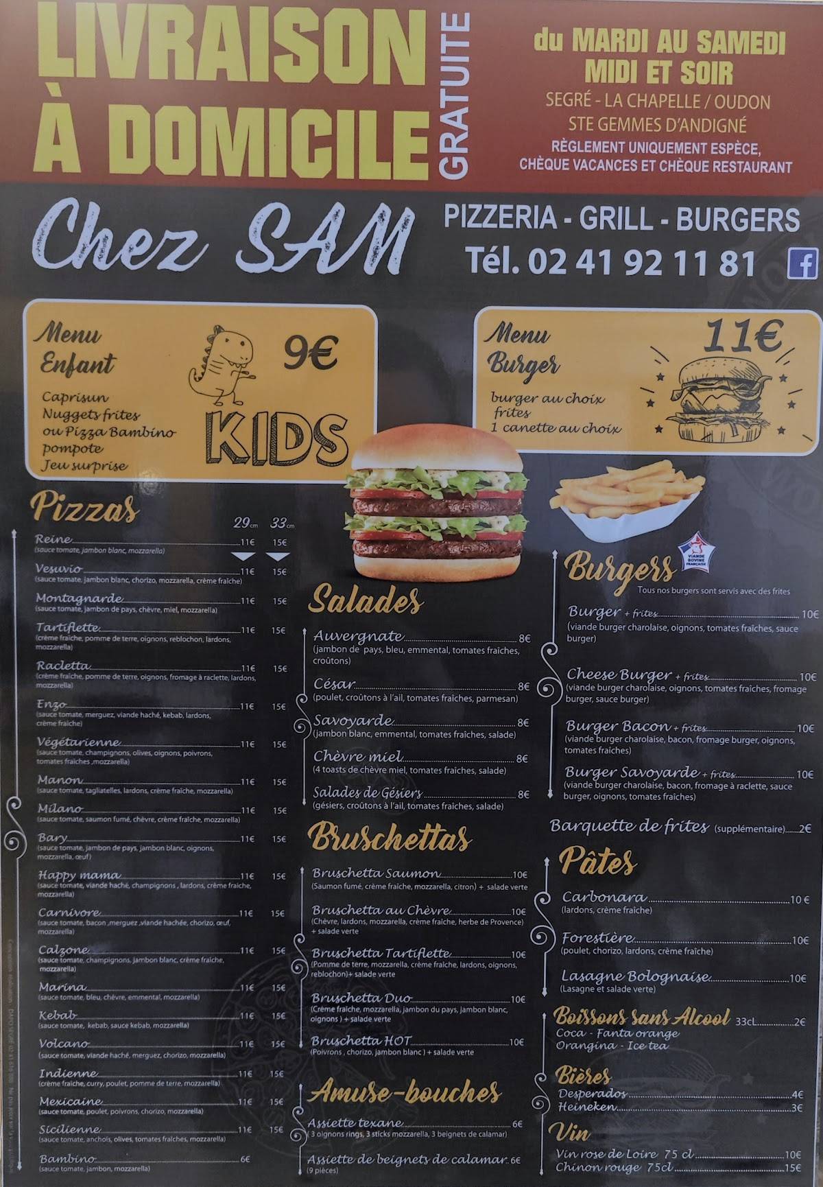 Menu de Chez Sam