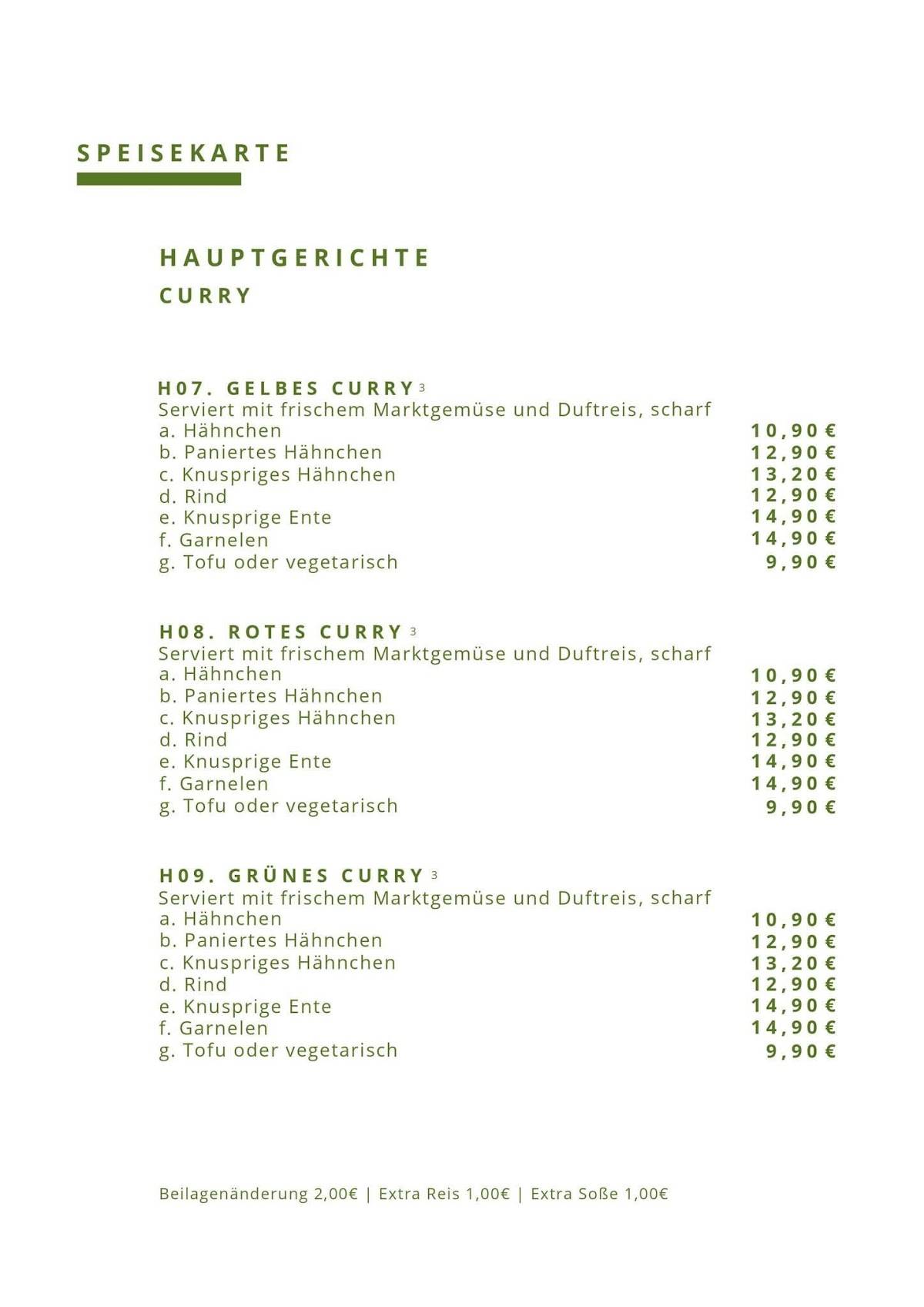 Speisekarte von Bambus Restaurant, Immenstadt im Allgäu