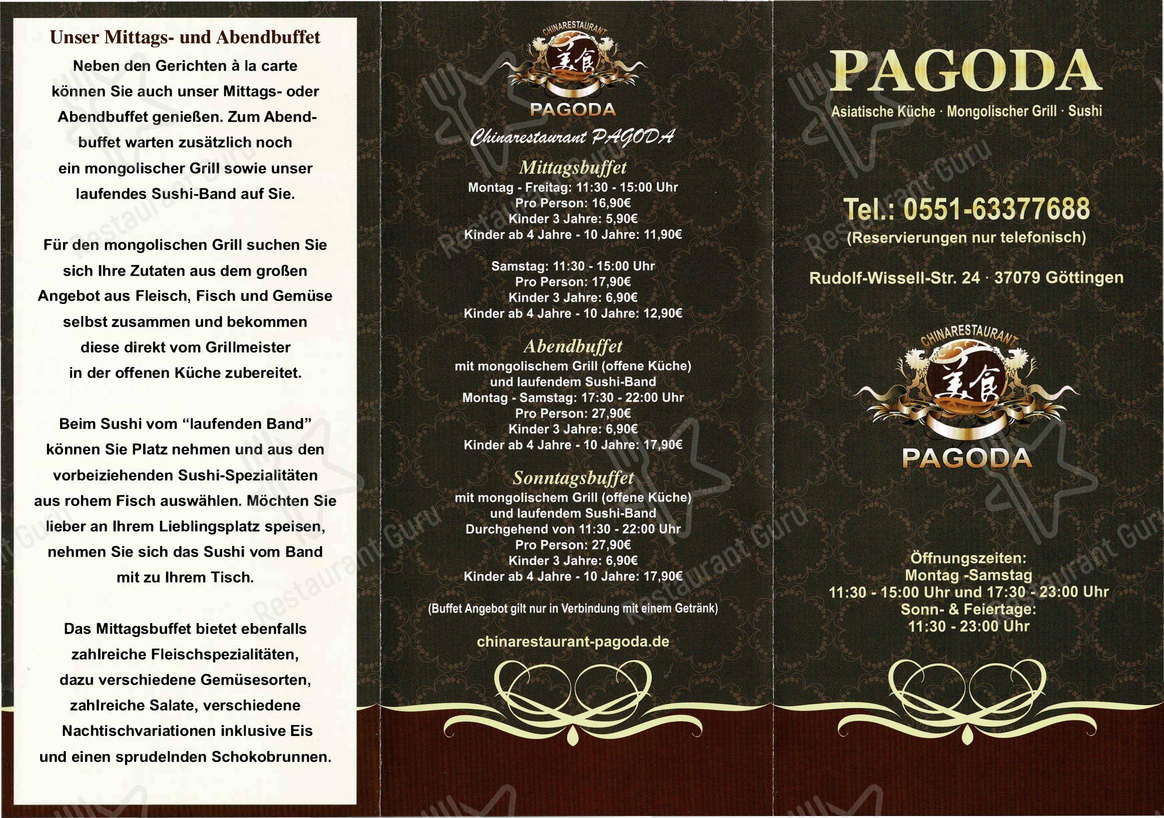 Chinarestaurant Pagoda Rudolf Wissell Straße 24 37079 Göttingen Speisekarte von Chinarestaurant Pagoda, Göttingen