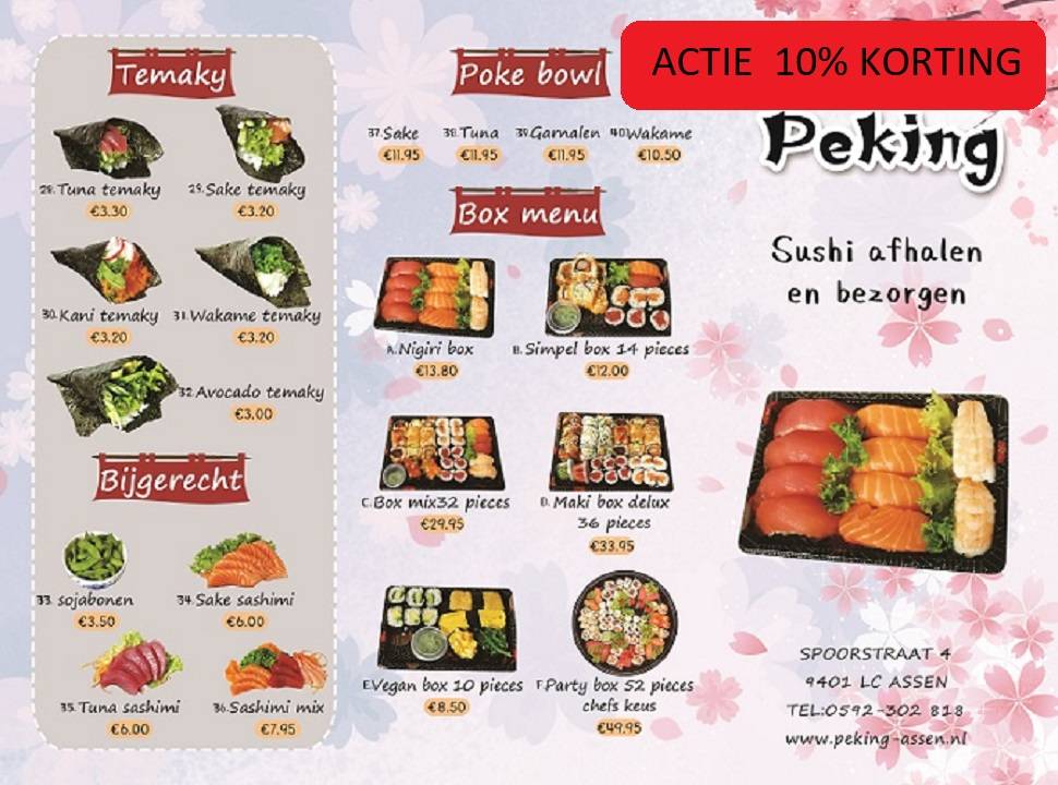 Menu de Chinees Specialiteiten Restaurant Peking