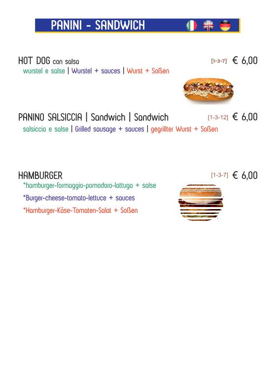 Menu di Beach Bar Babilonia 