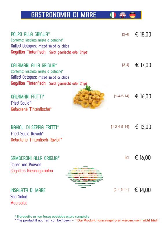 Menu di Beach Bar Babilonia 