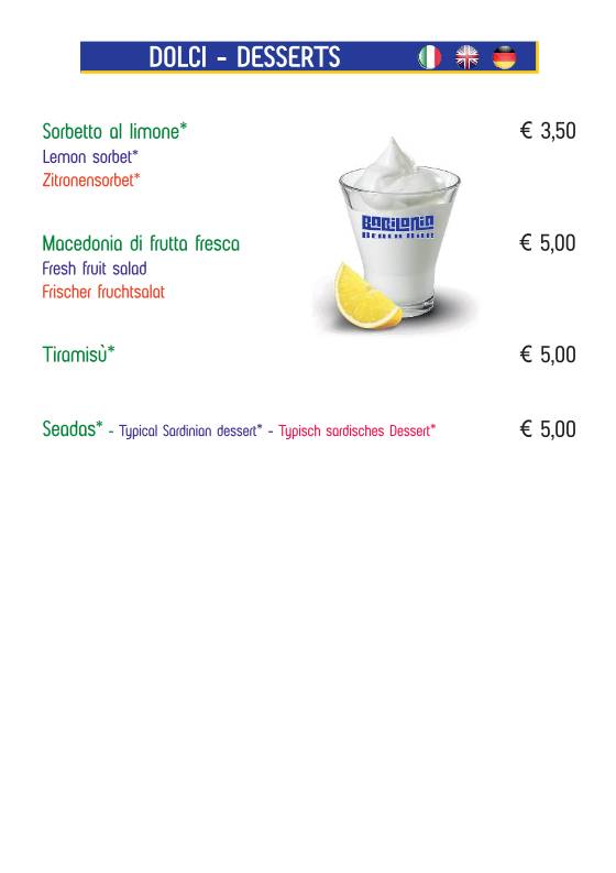 Menu di Beach Bar Babilonia 