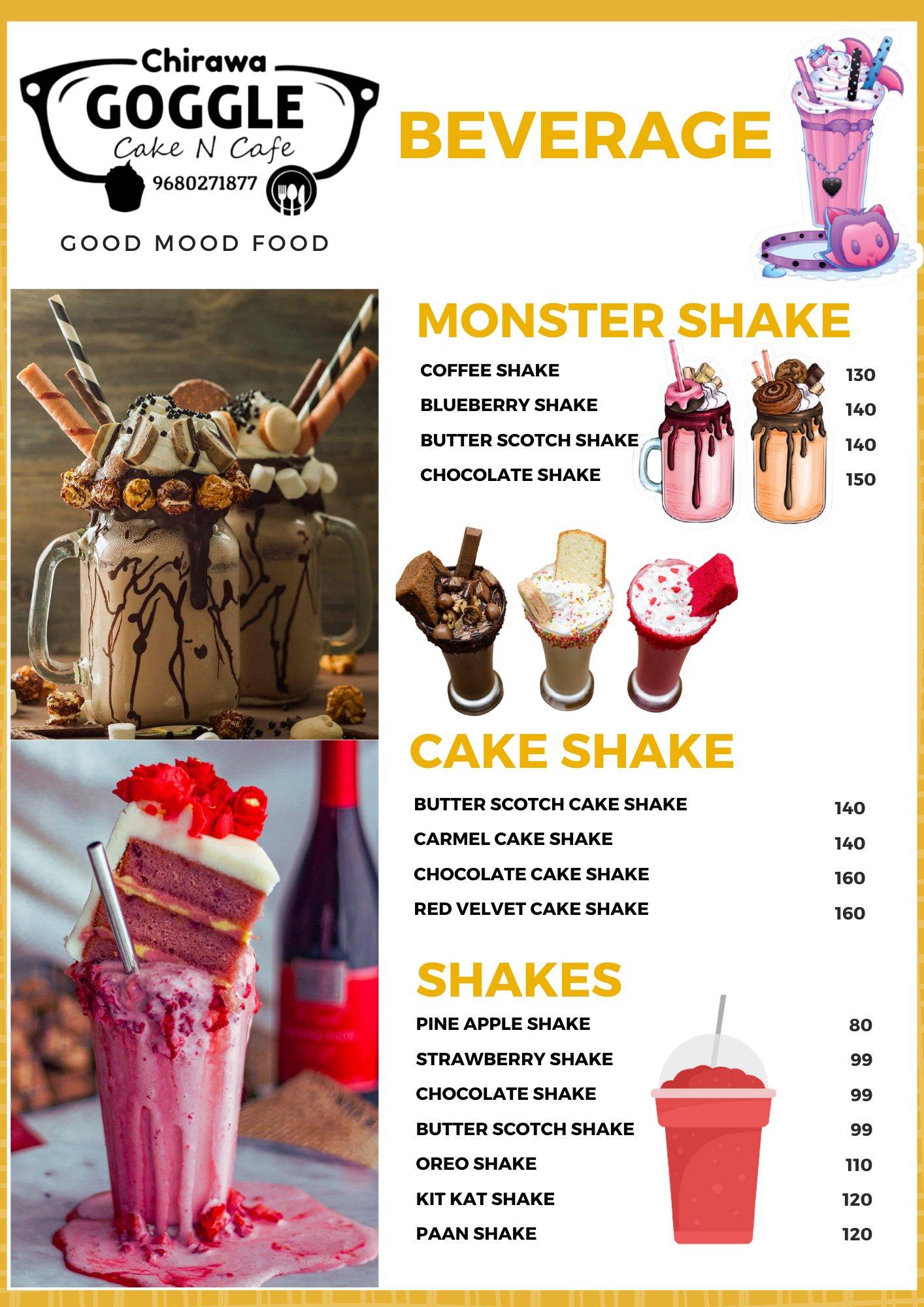 Goggle Cafe Chirawa menu