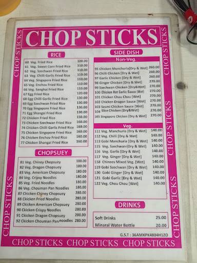 Chopsticks menu