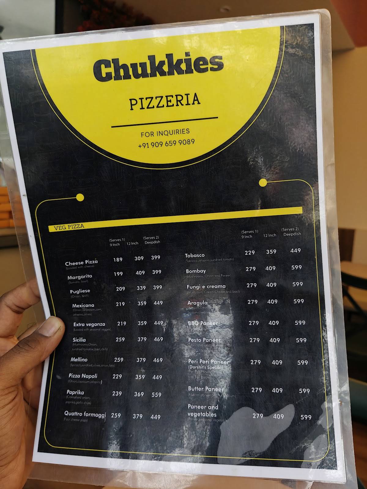 Chukkies Pizzeria menu