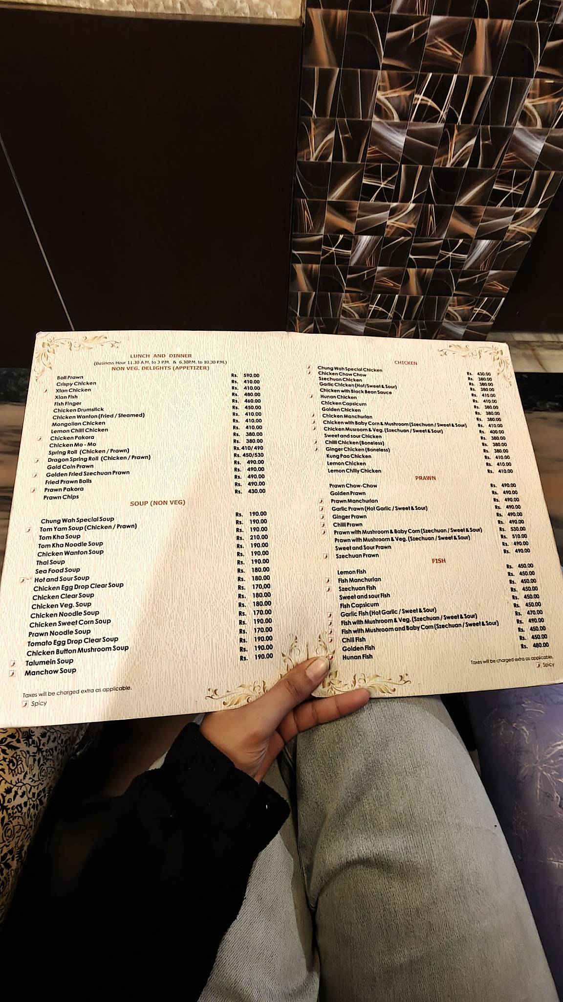 Chung Wah Chinese Restaurant menu