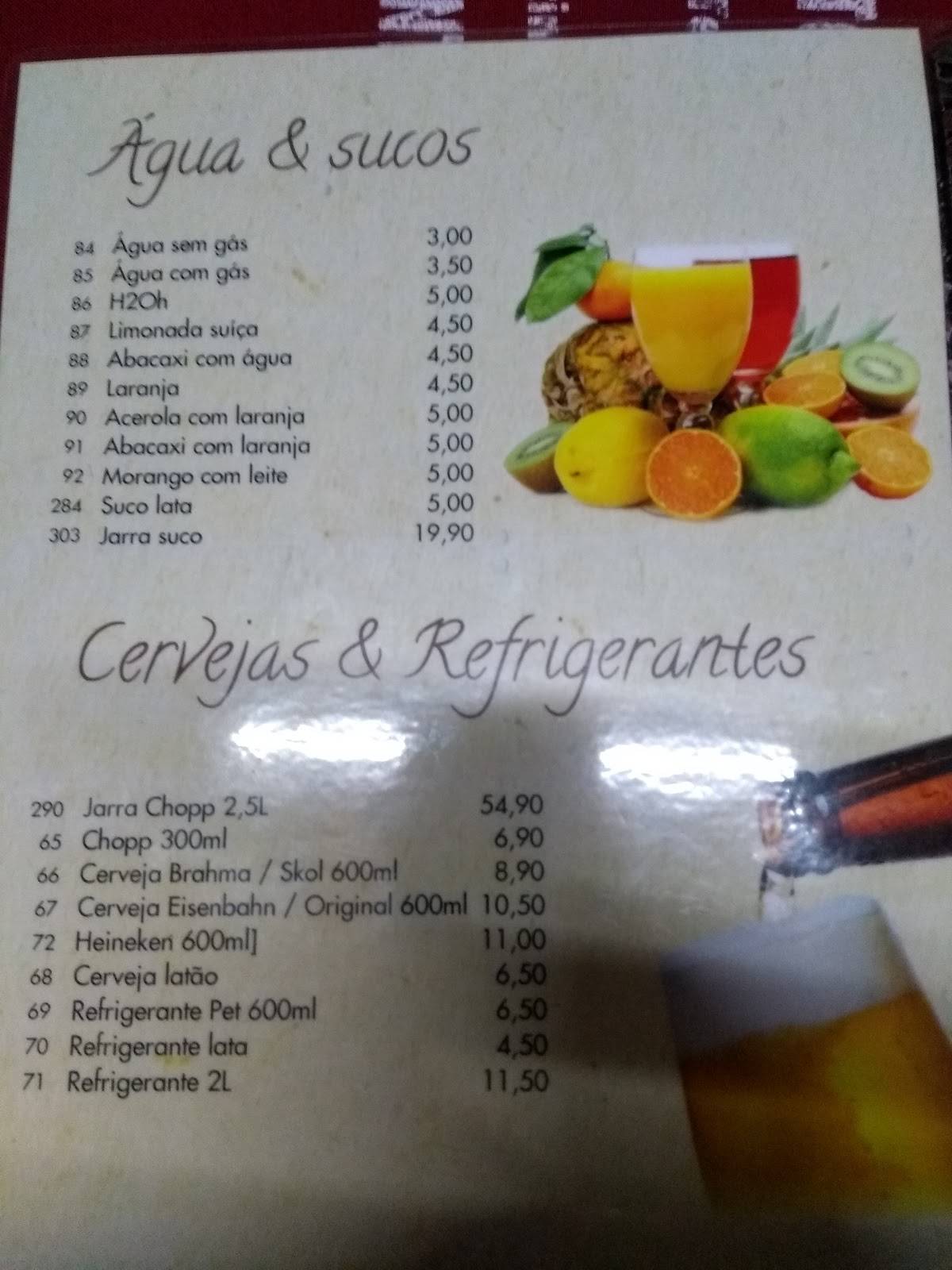 Churrascaria e Pizzaria Moinhos cardápio