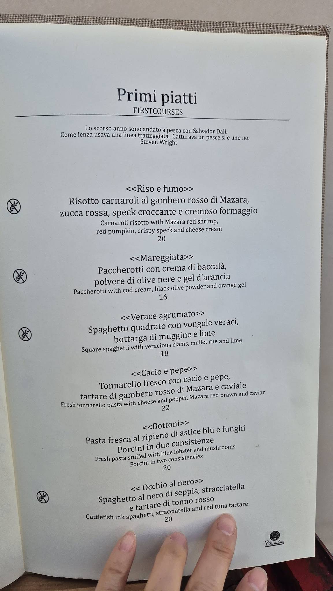 Menu di Ciambra Restaurant 