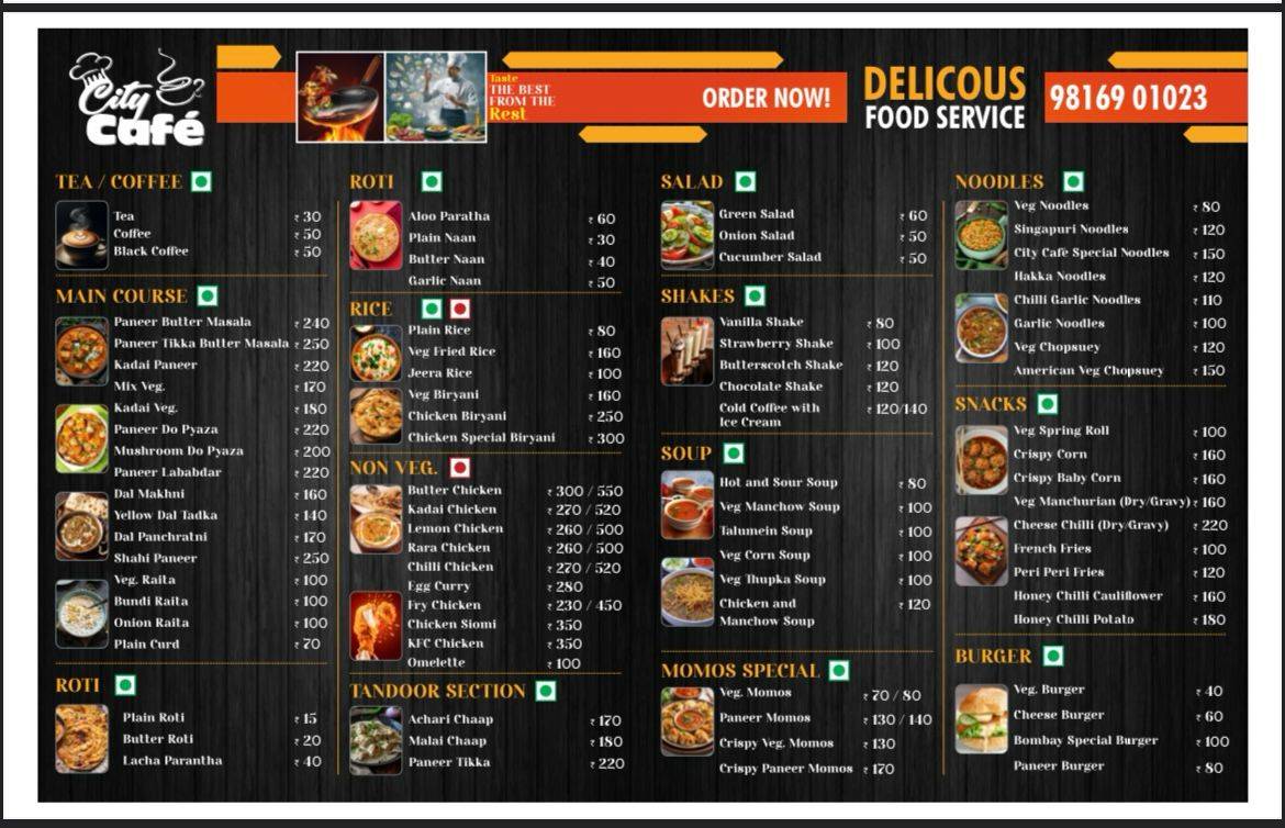 City Cafe Rehan menu