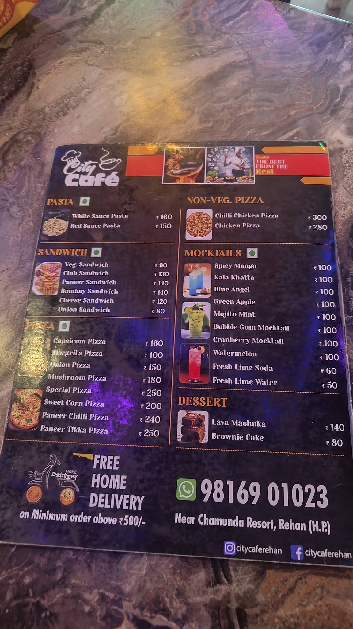 City Cafe Rehan menu