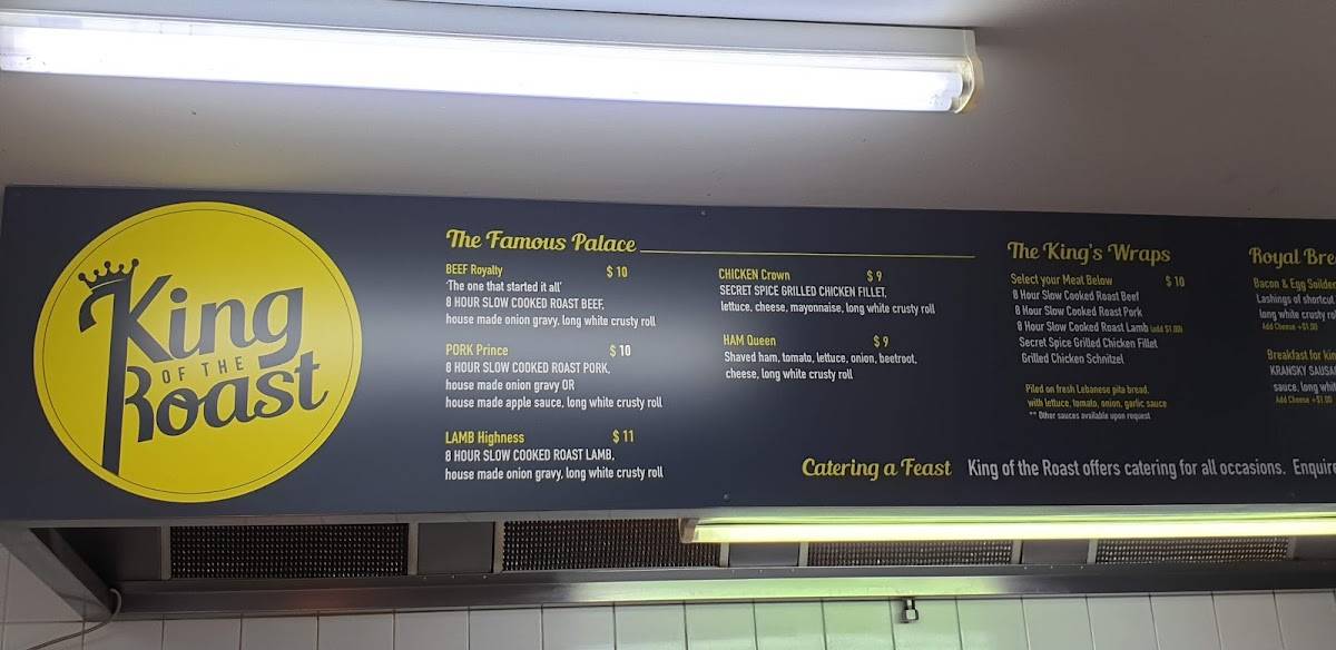 Menu at King of the Roast fast food, Clarinda