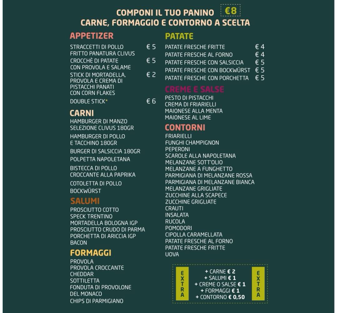 Menu di Clivus Burger & Wine Store 