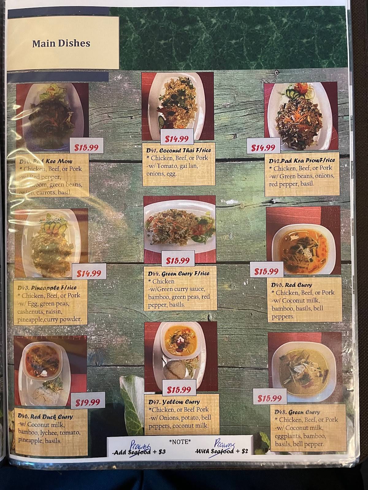 Menu at Coconut Thai Restaurant (Chilliwack), Chilliwack