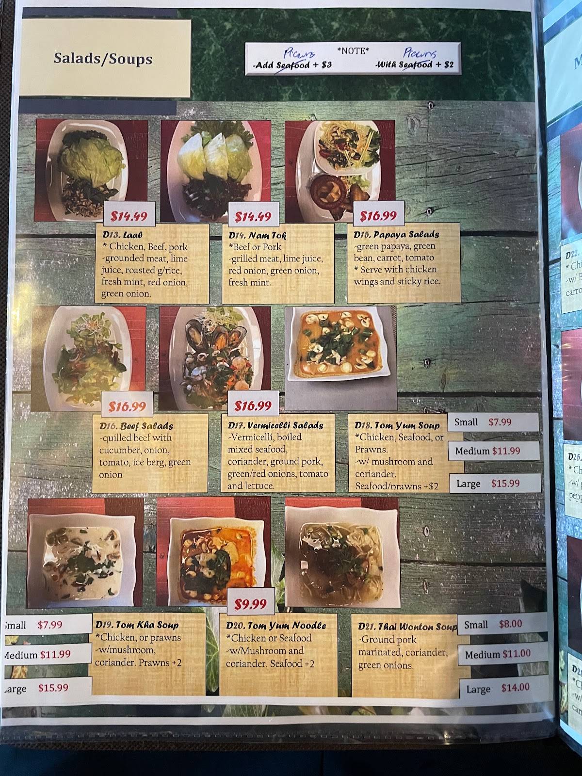 Menu at Coconut Thai Restaurant (Chilliwack), Chilliwack