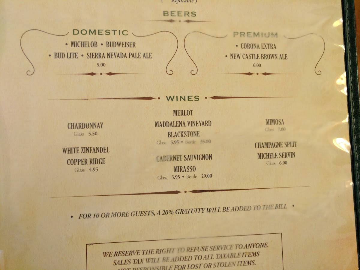 Menu at Colonial Kitchen restaurant, San Marino