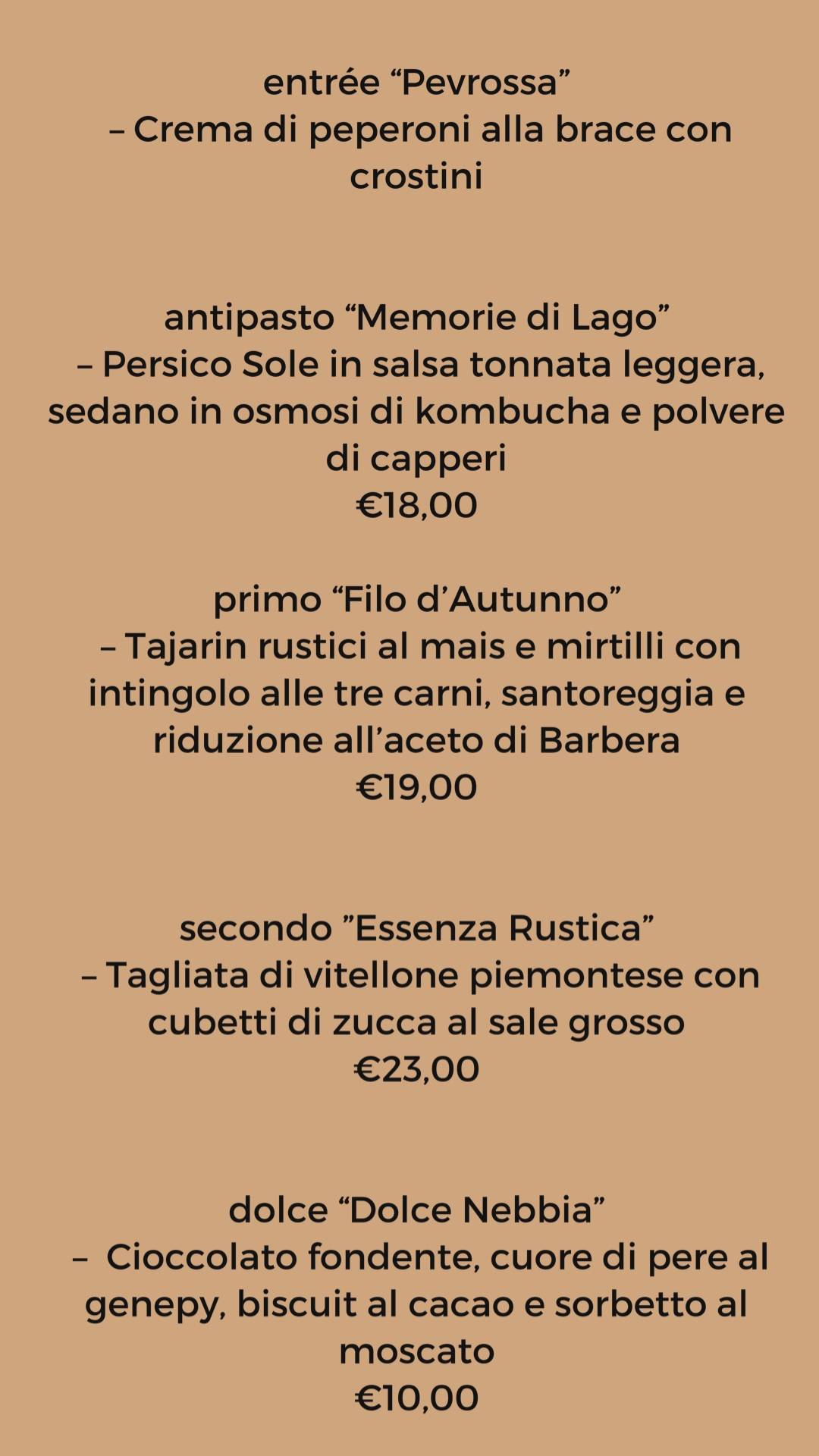 Menu di Come in Famiglia 