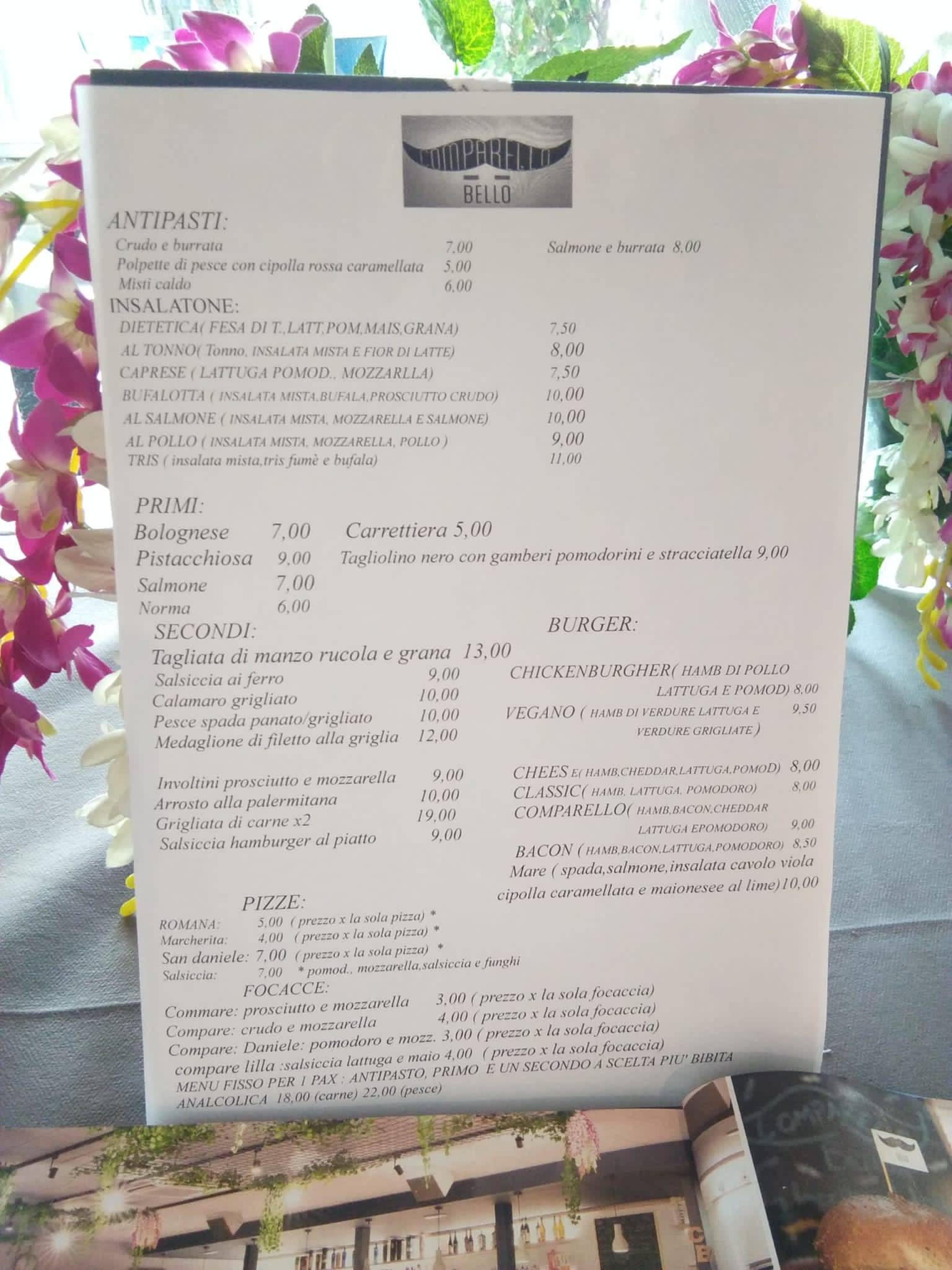 Menu di Comparello Bello Palermo 