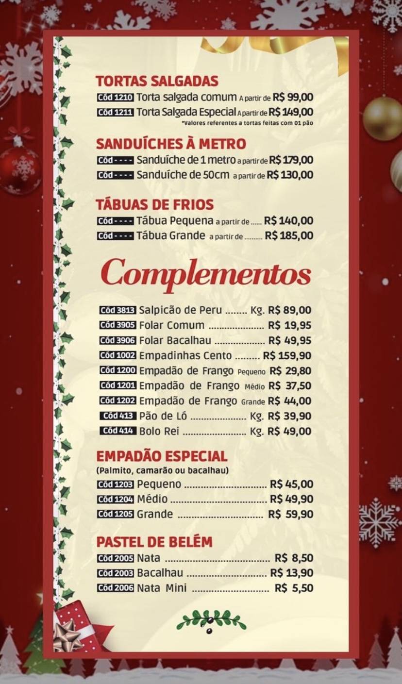 Confeitaria Majestosa cardápio