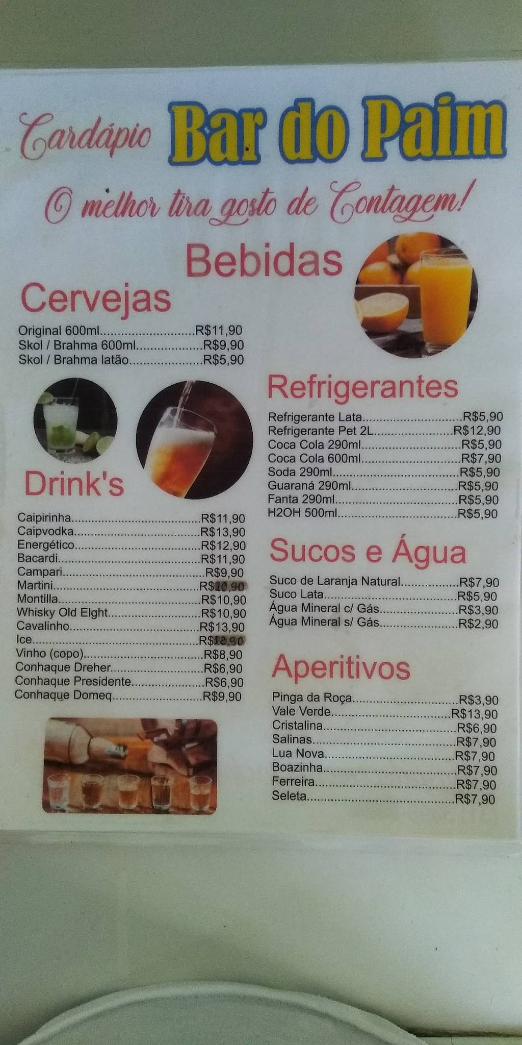 Bar do Paim cardápio
