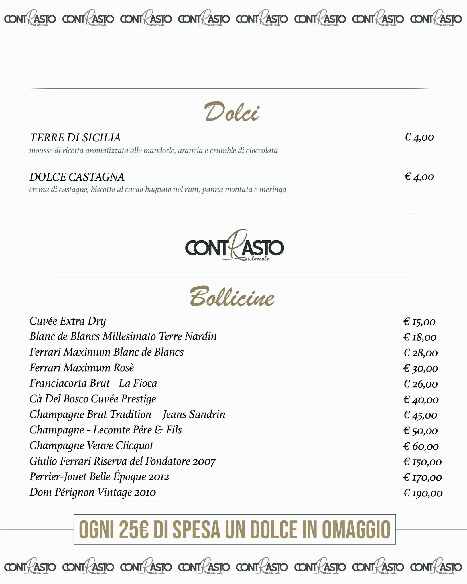 Menu di Contrasto Ristorante - Viterbo 