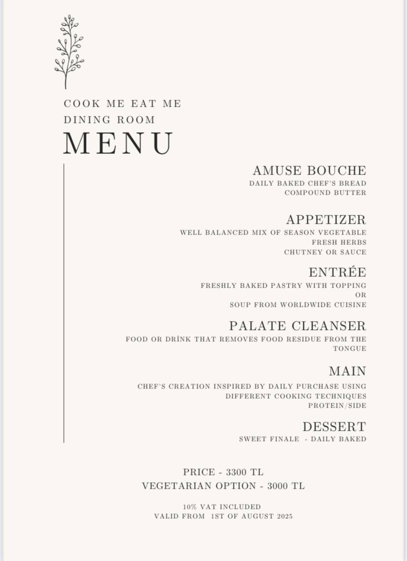 Menu de Cook Me Eat Me