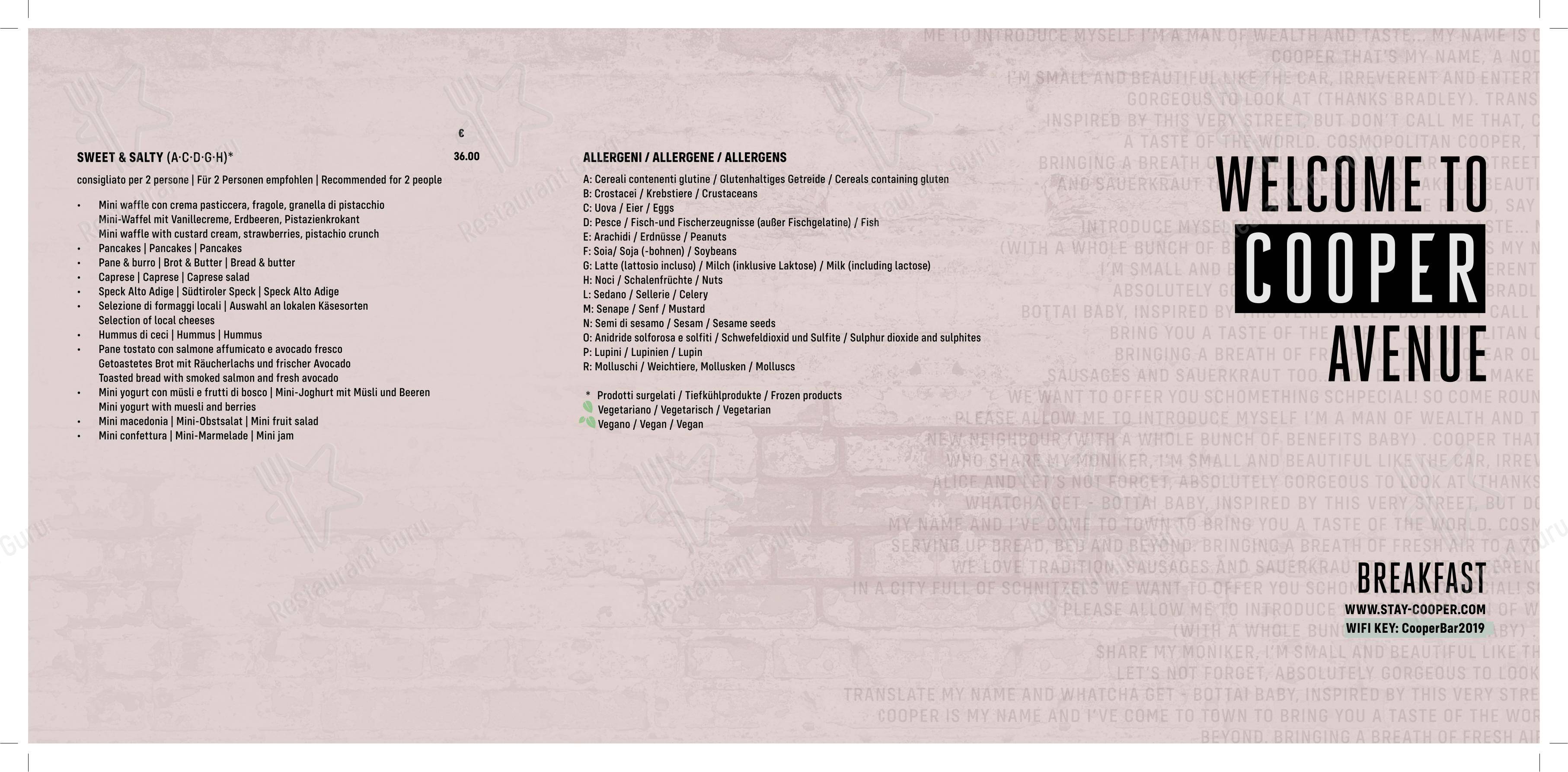 Menu per Cooper BrEaD & BISTRO ristorante