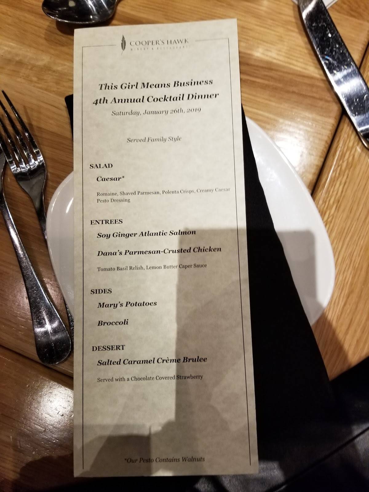 Menu at Cooper's Hawk Winery & Restaurant- Coconut Creek, Coconut Creek