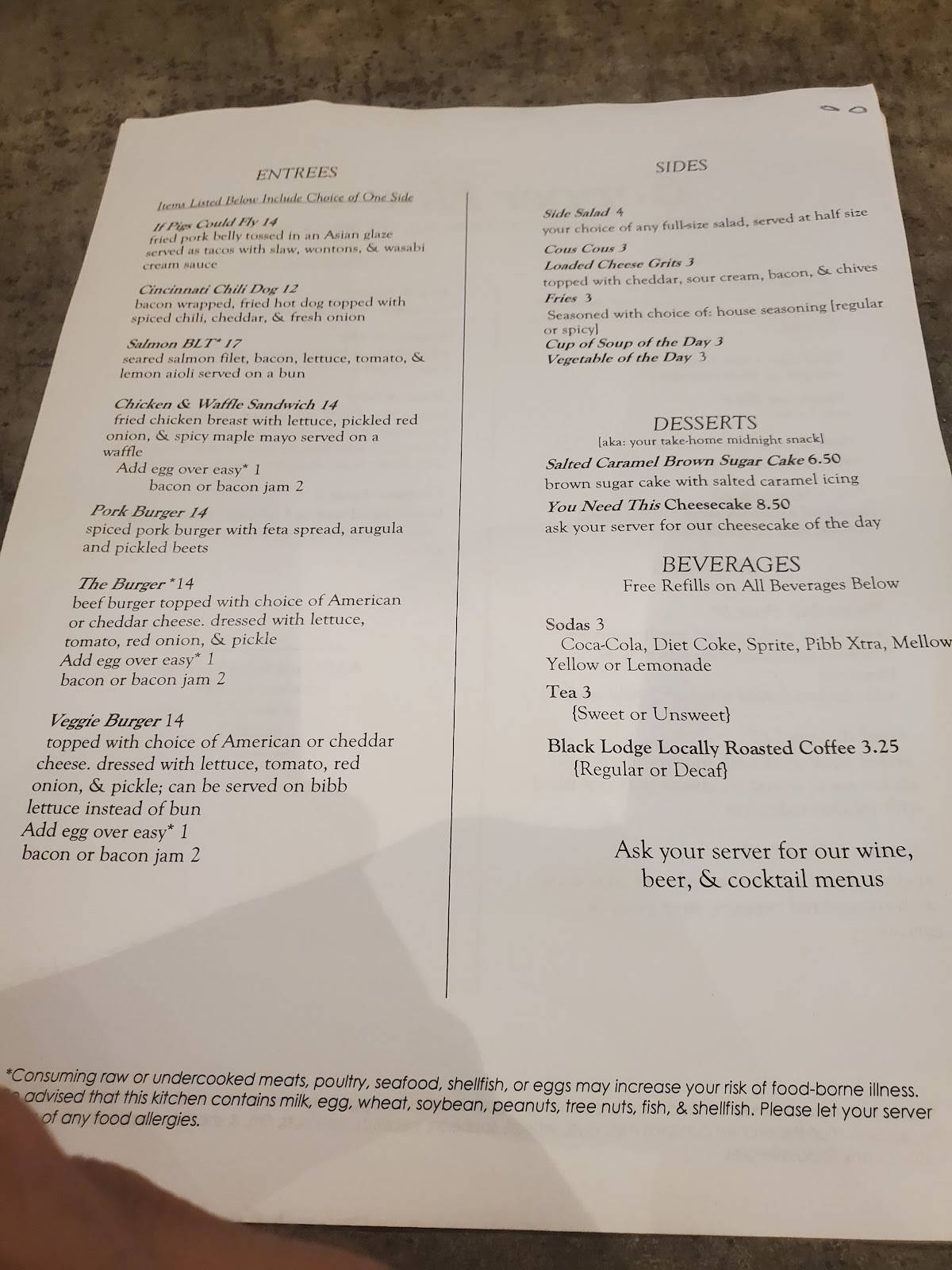 Menu at Copper House Fare + Libations pub & bar, Evansville