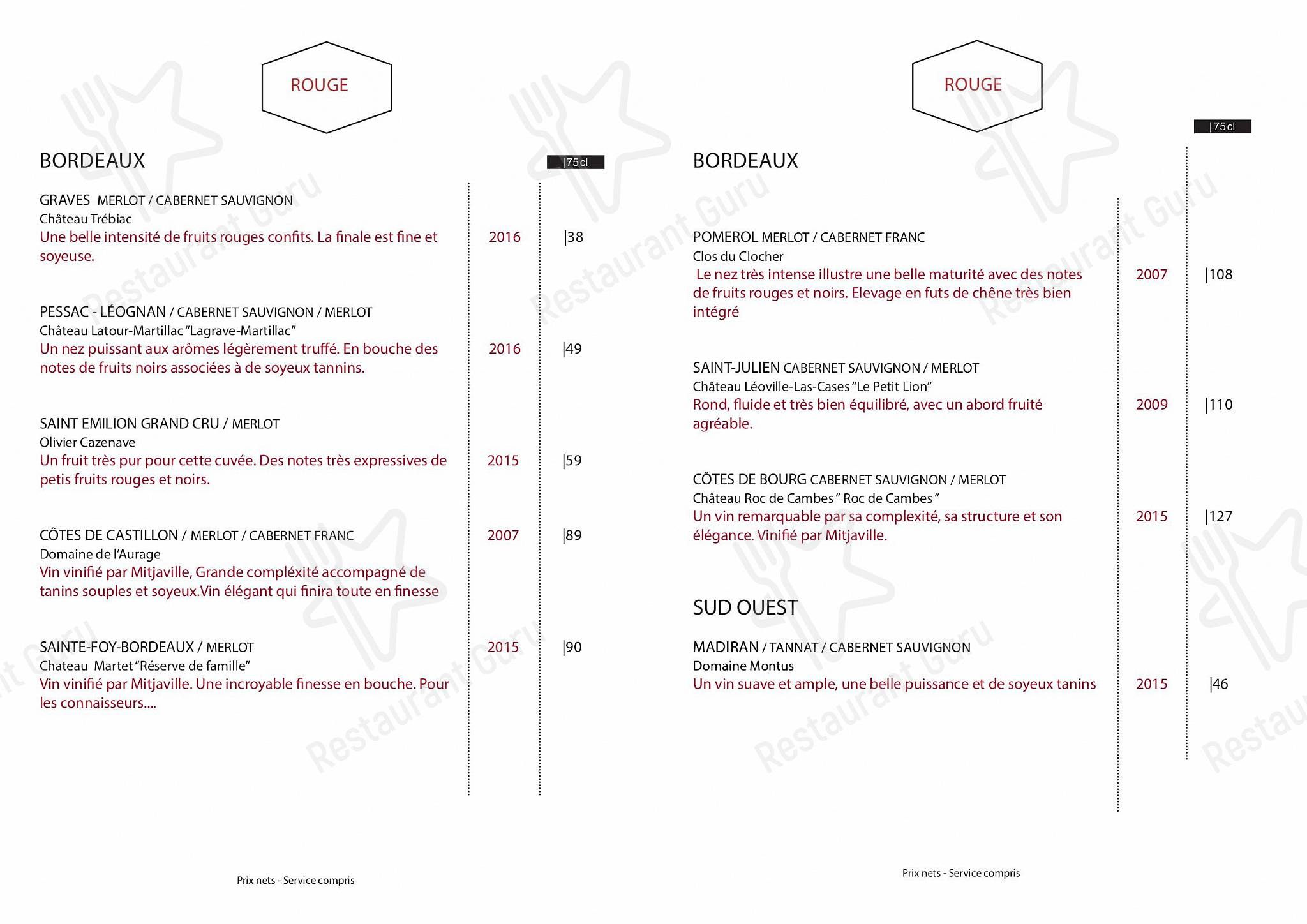Menu pour Coretta - Set menu