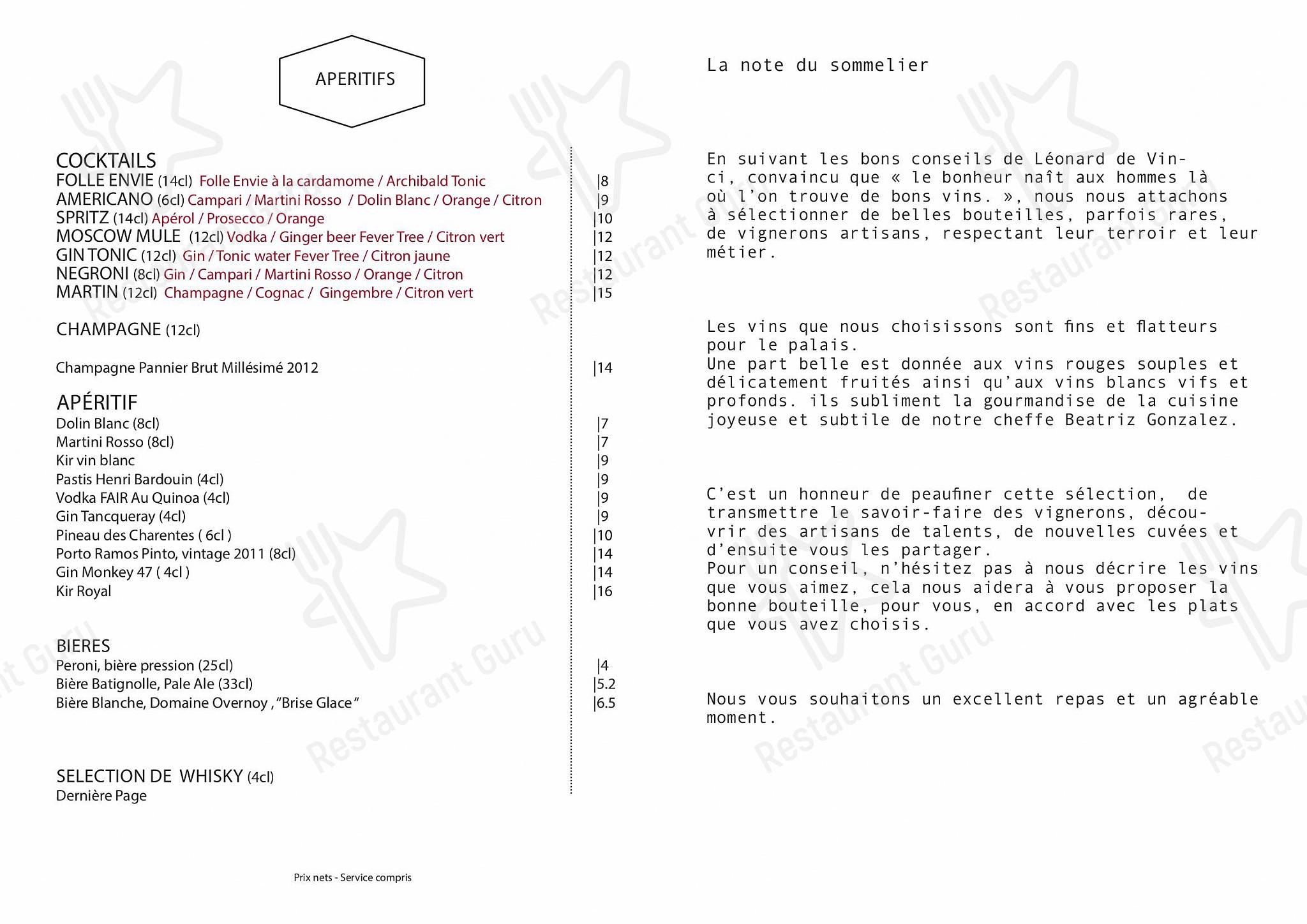 Set menu pour Coretta dans Paris