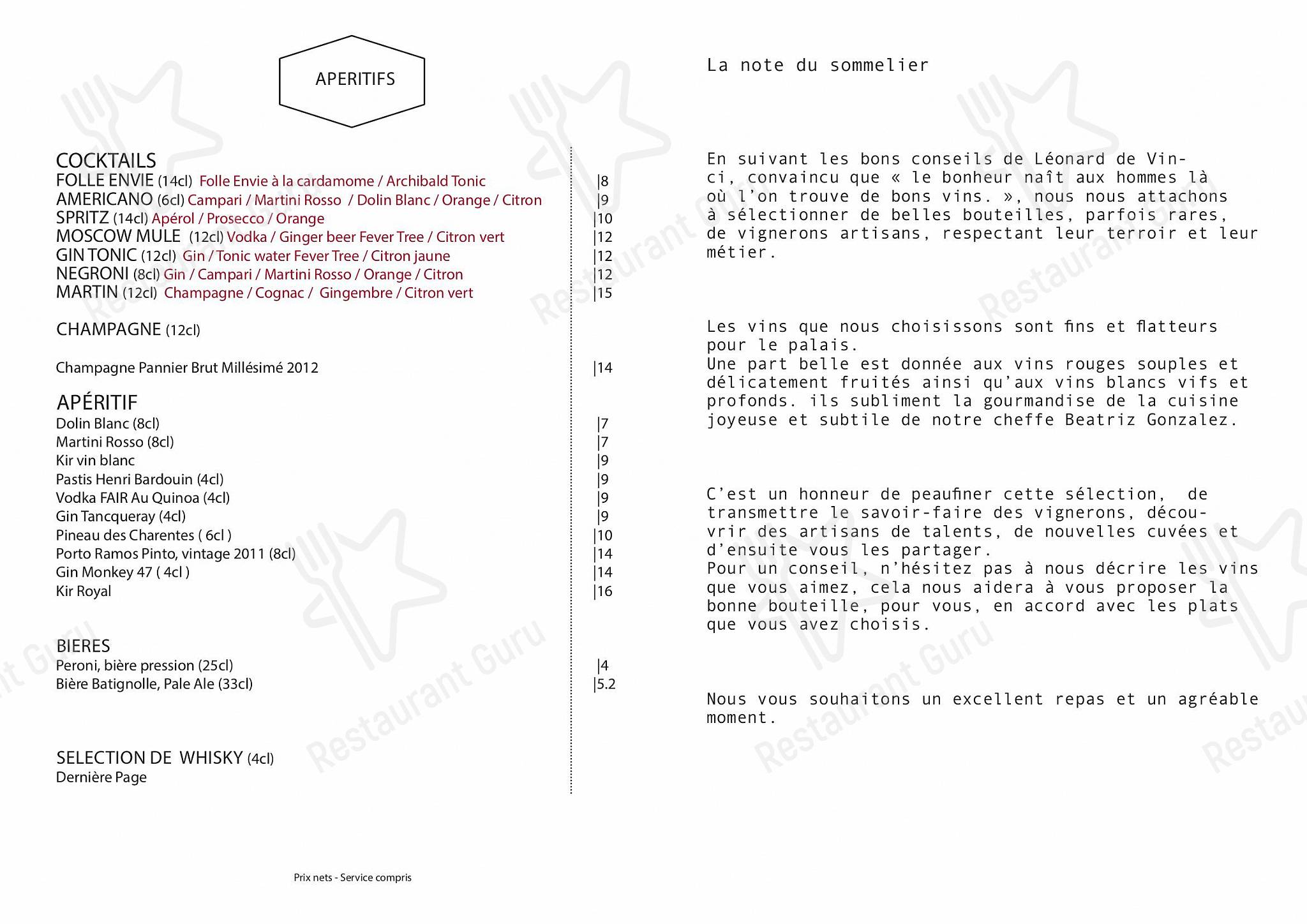 Coretta dans Paris - Set menu