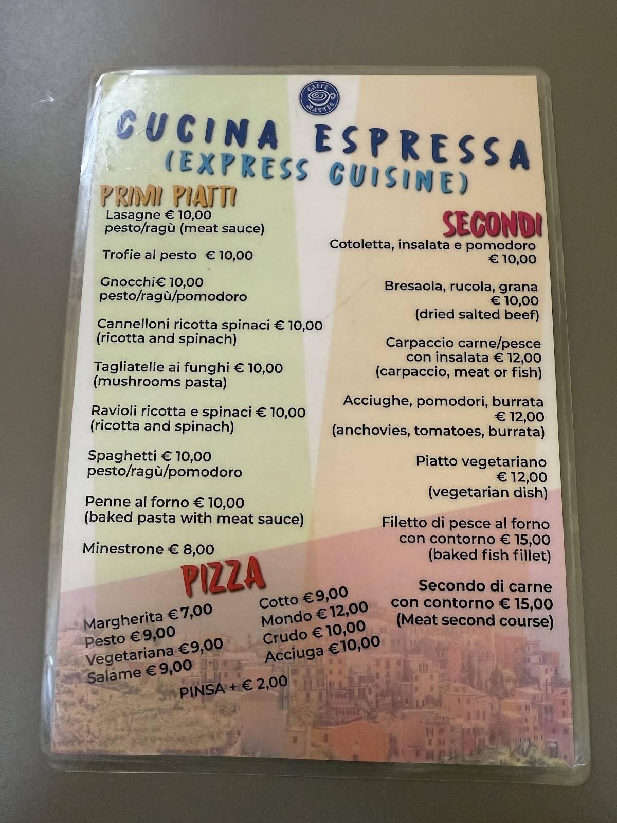 Menu di Caffè Matteo 