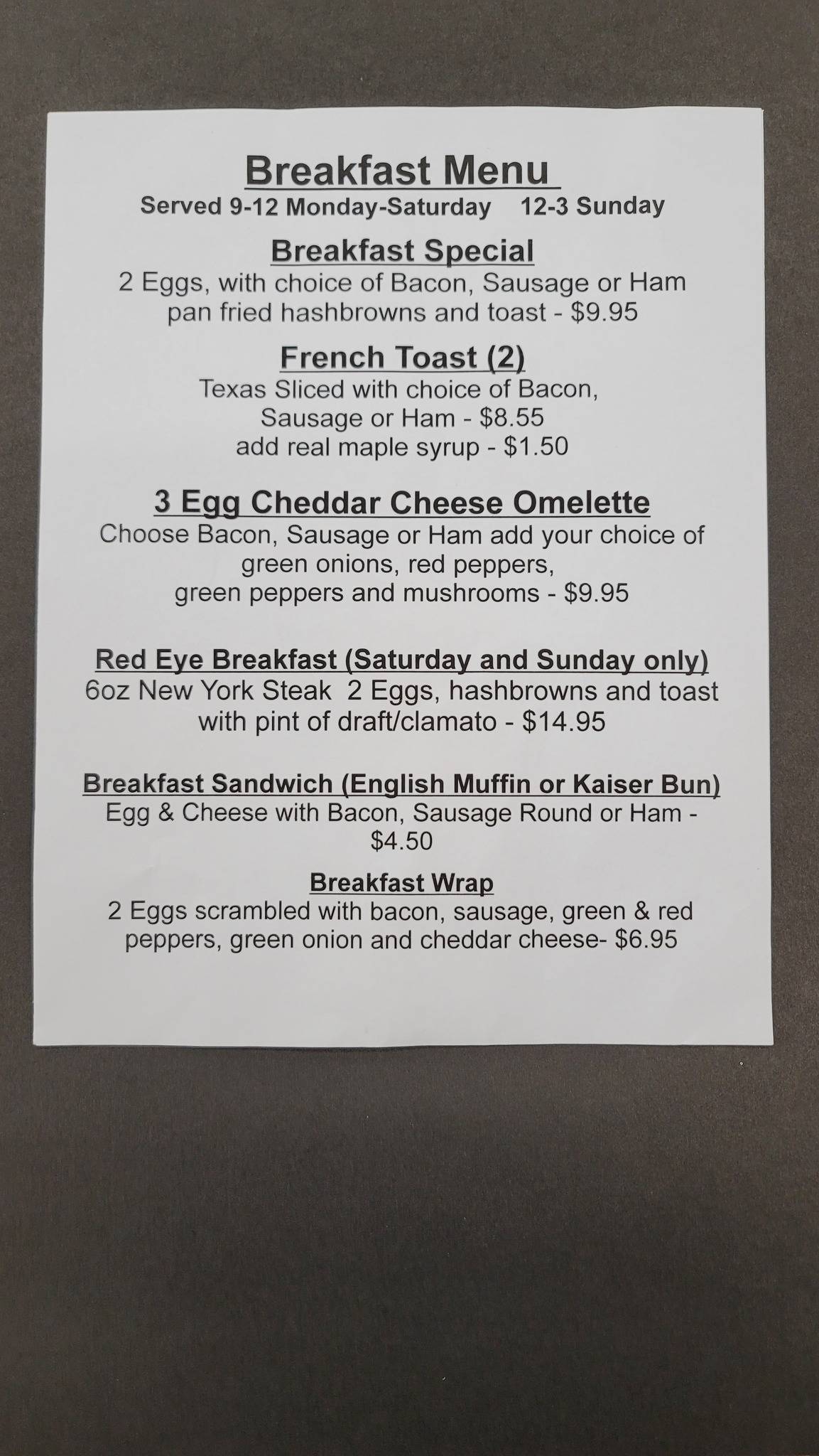 Menu at Cross Roads Inn pub & bar, Stoughton