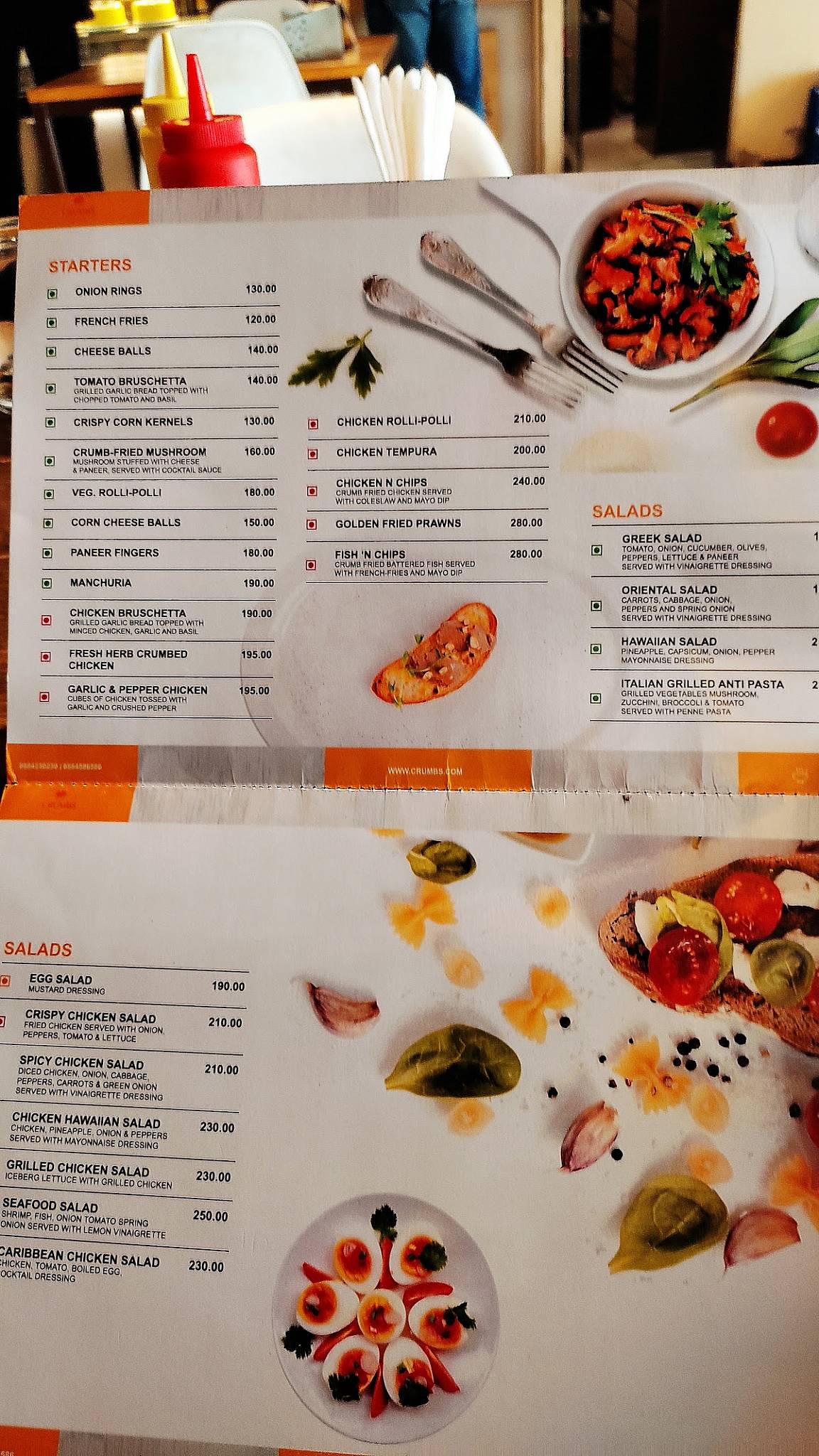 Crumbs menu