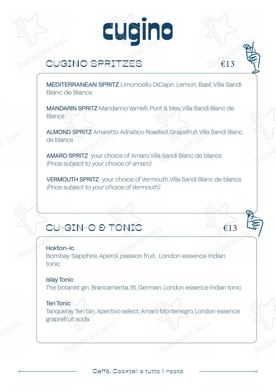 Menu per Cugino ristorante