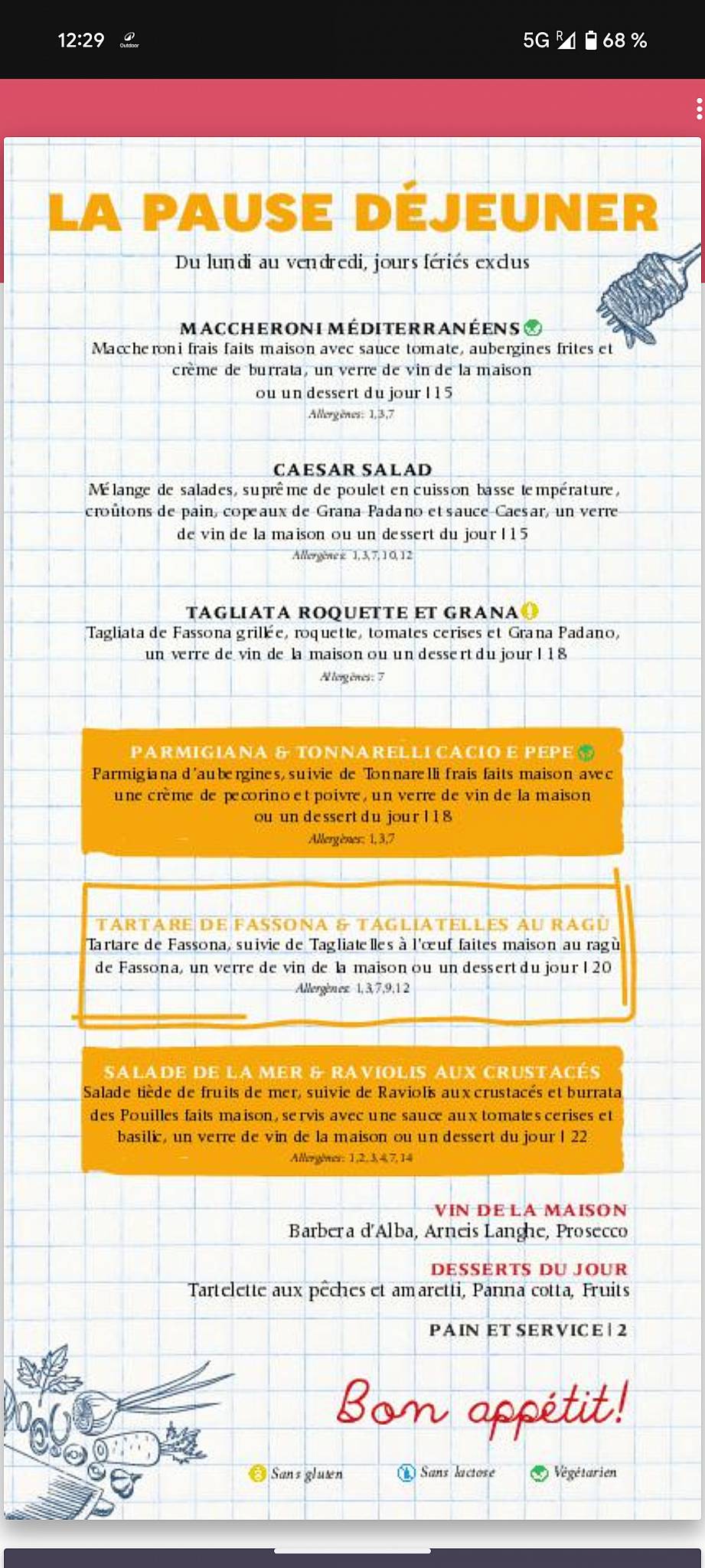 Menu di Maccheria - Pastificio con cucina 